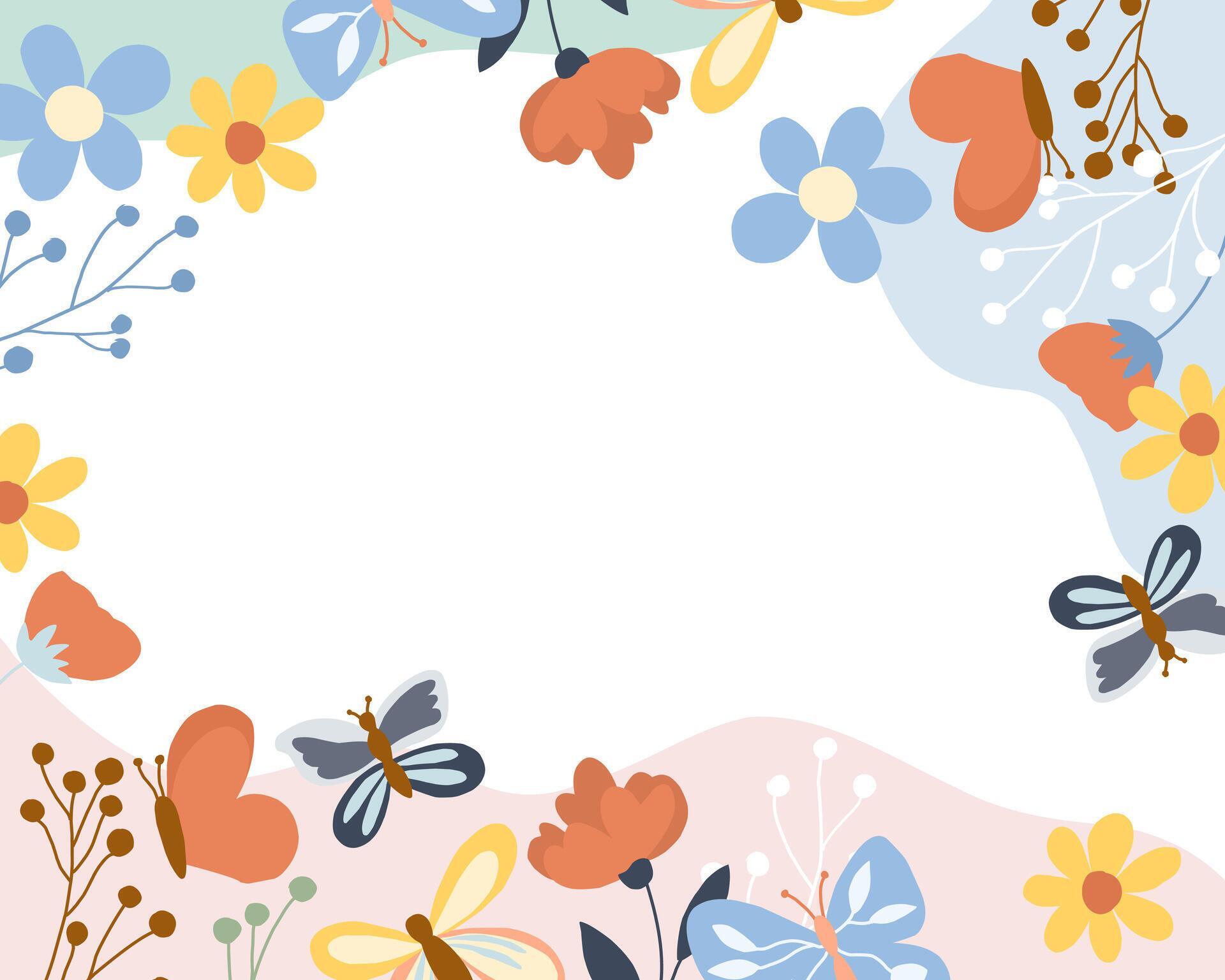 Cute Butterfly and Flower Spring Background Stock Free