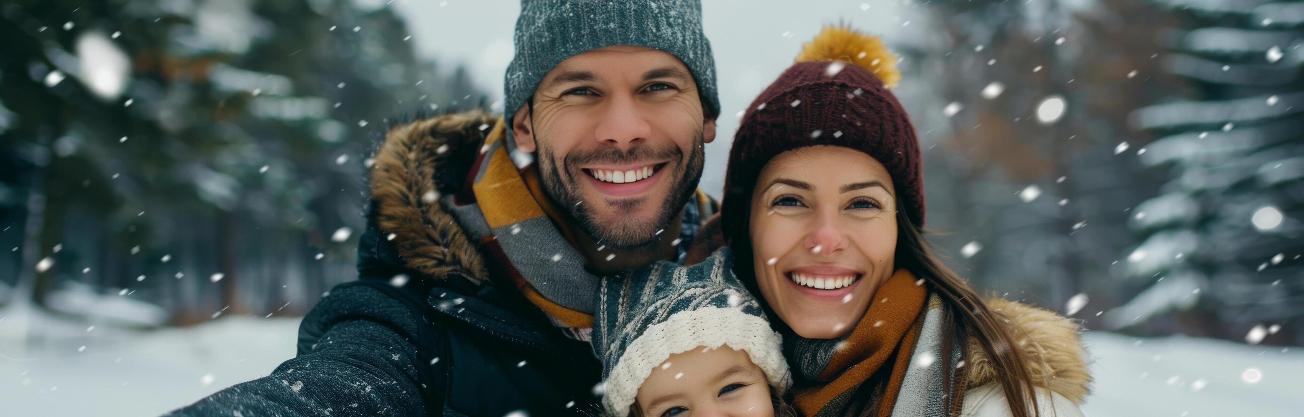 Family Portrait in Winter Snow Stock Free