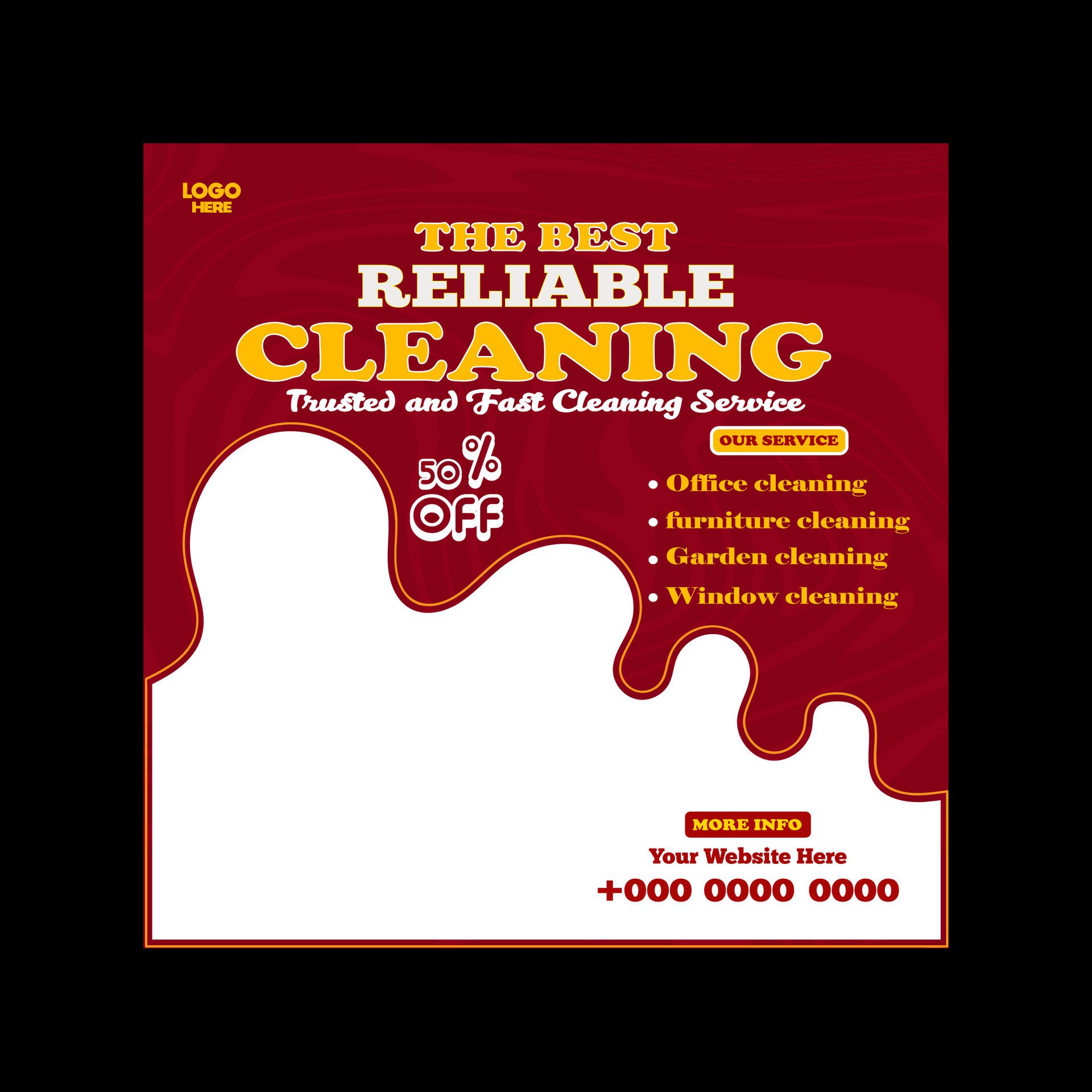 Reliable Cleaning service banner design and square social media post template Free Vector