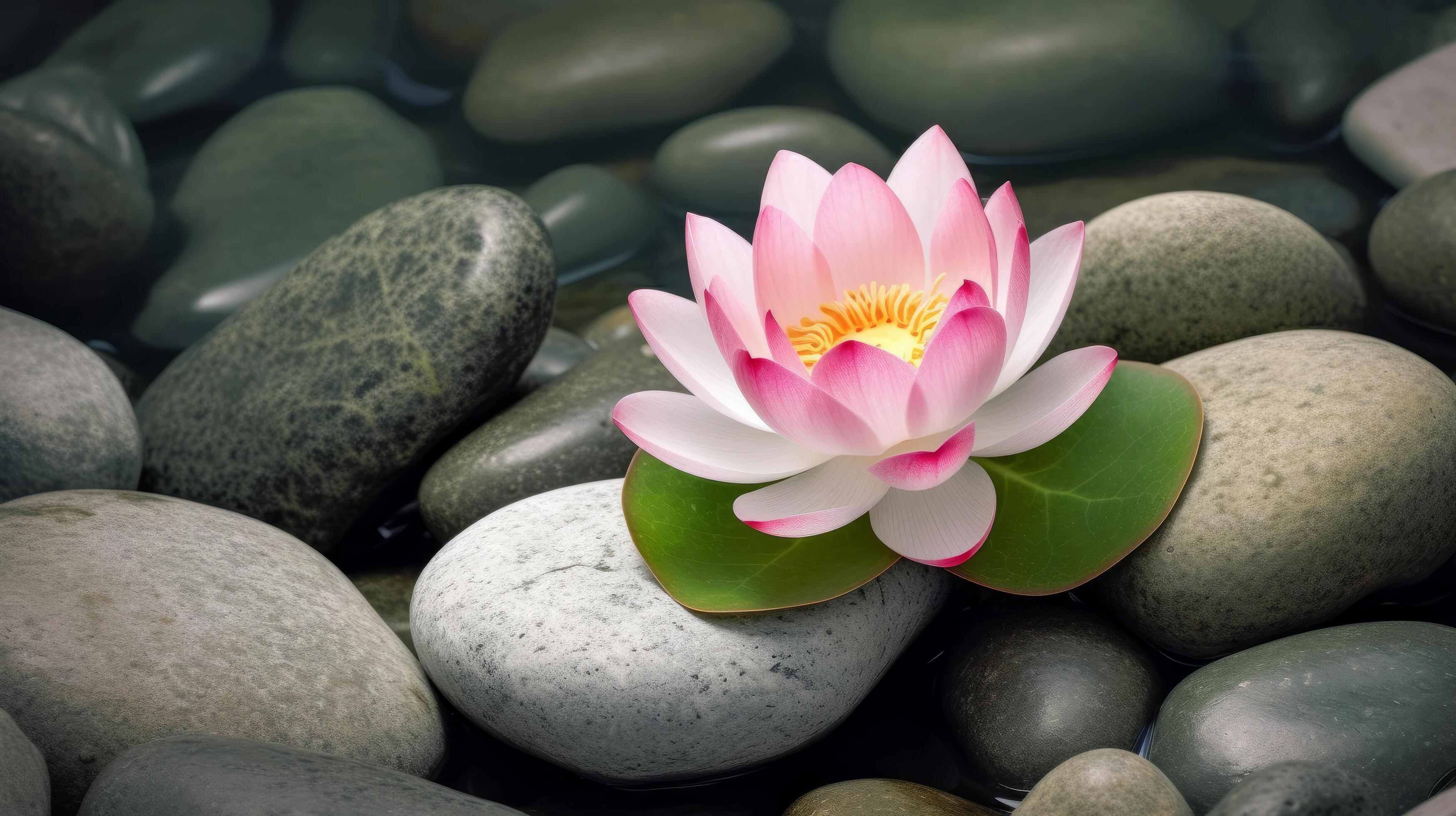 Lotus flower stone background. Illustration Stock Free