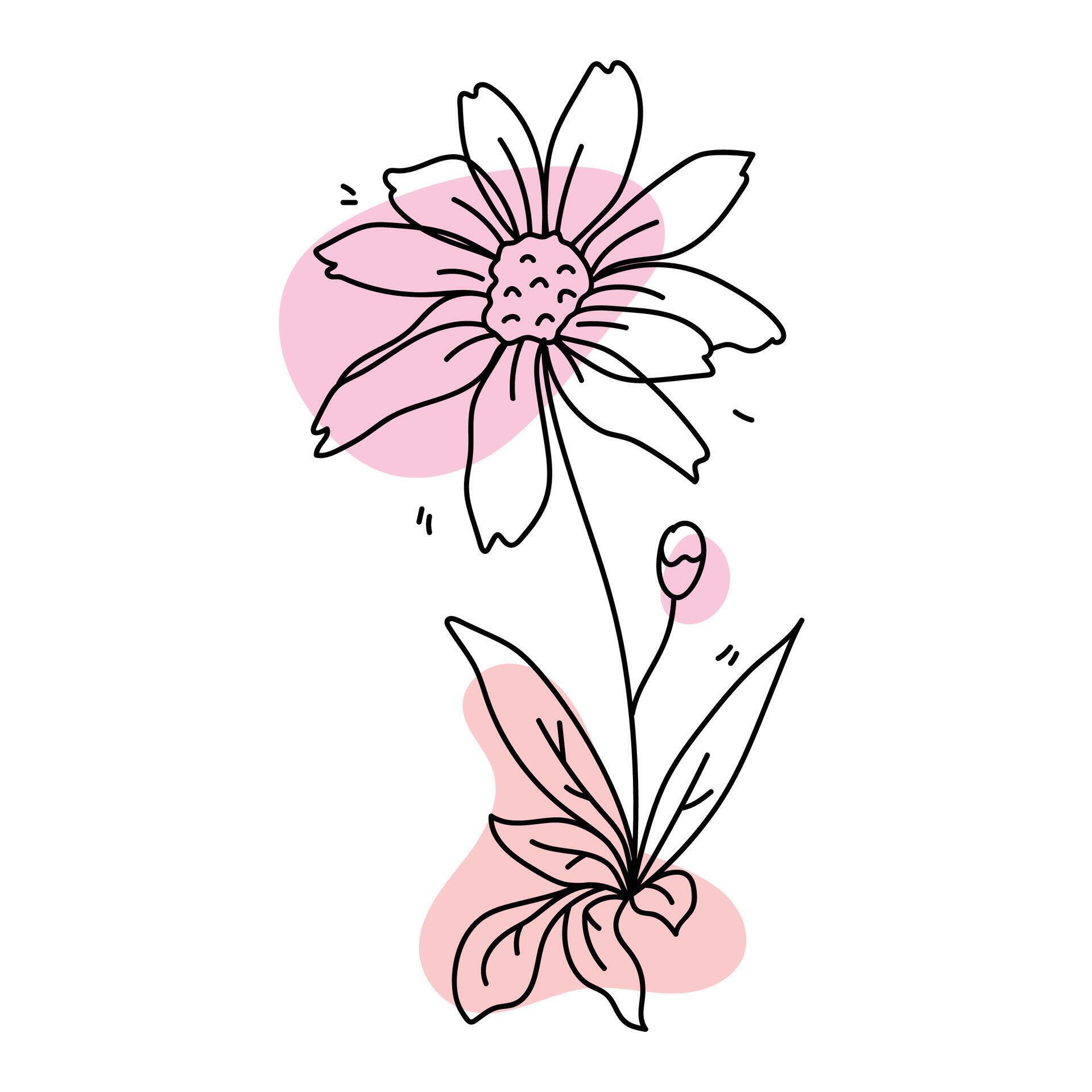 Hand drawn flat design simple flower outline Stock Free