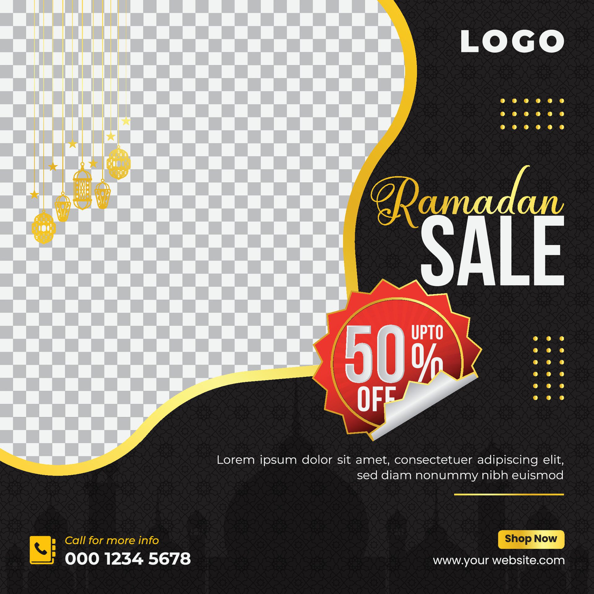 Ramadan Kareem Sale Offer Discount Social Media Banner Post Design Template Free Vector