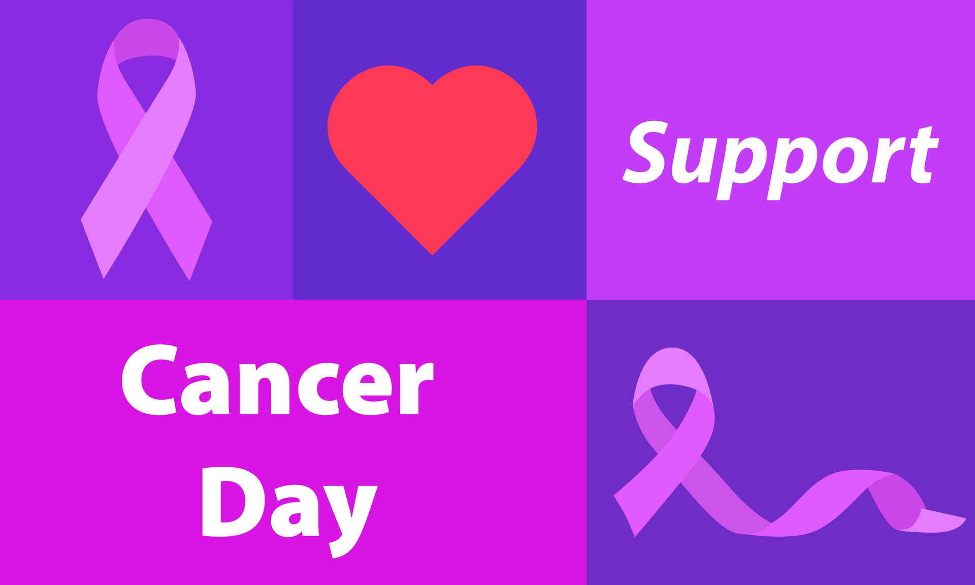 Day of the fight against cancer. Banner of support in the fight against the disease. Ribbon, heart and other symbols of support. Vector illustration Free Vector