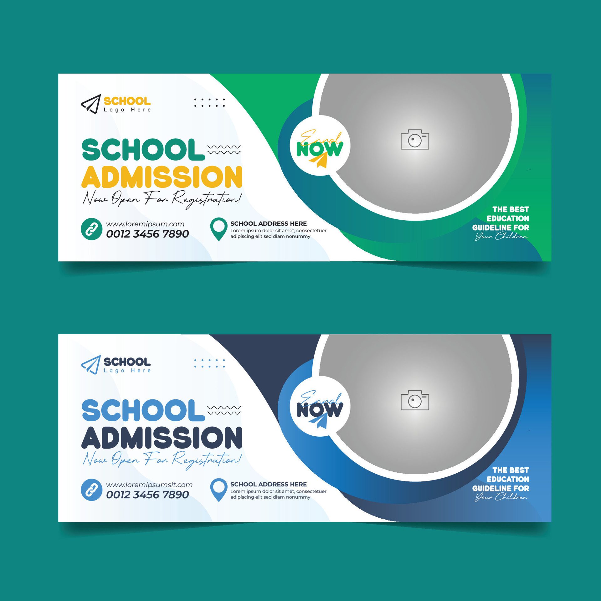 Back to school admission social media cover design and higher education banner template Free Vector