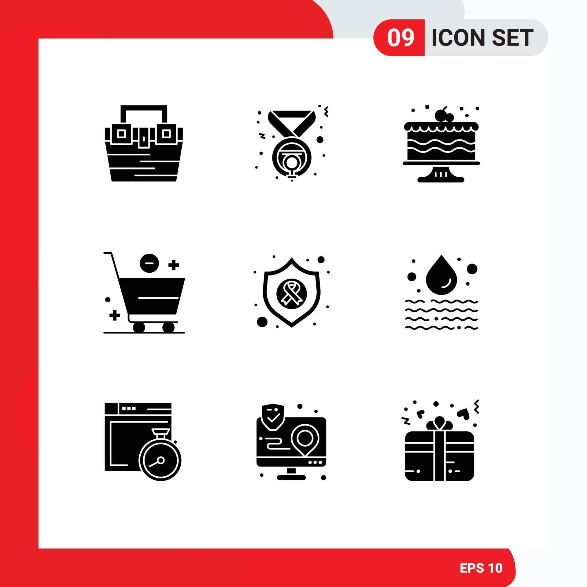 Pack of 9 Modern Solid Glyphs Signs and Symbols for Web Print Media such as arrow e feminism commerce party Editable Vector Design Elements Stock Free