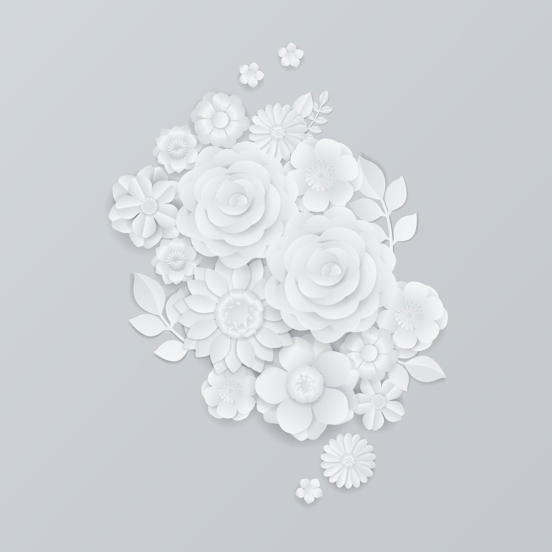 White paper flowers wreath on gray background Stock Free