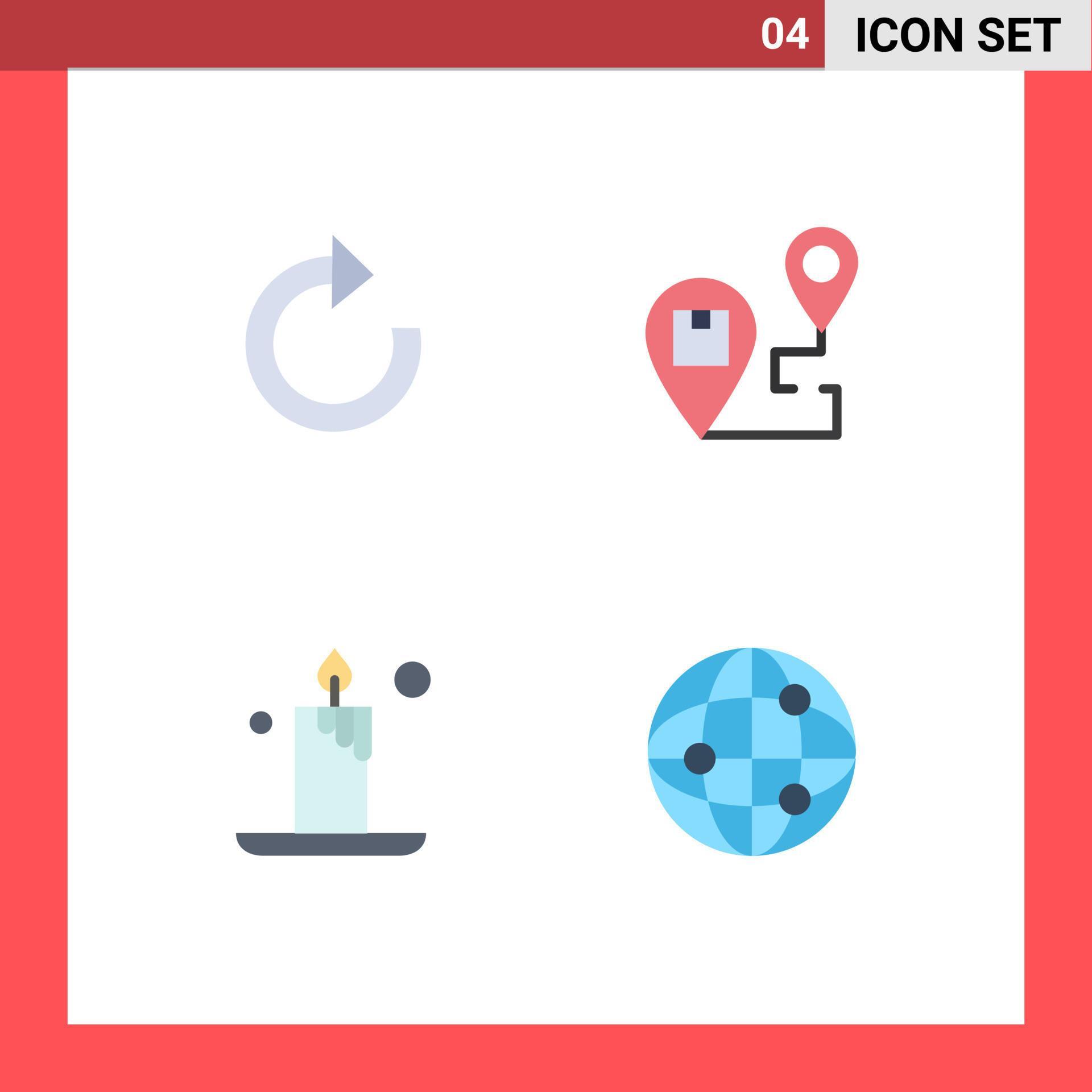 Modern Set of 4 Flat Icons Pictograph of arrow fire delivery map world Editable Vector Design Elements Stock Free