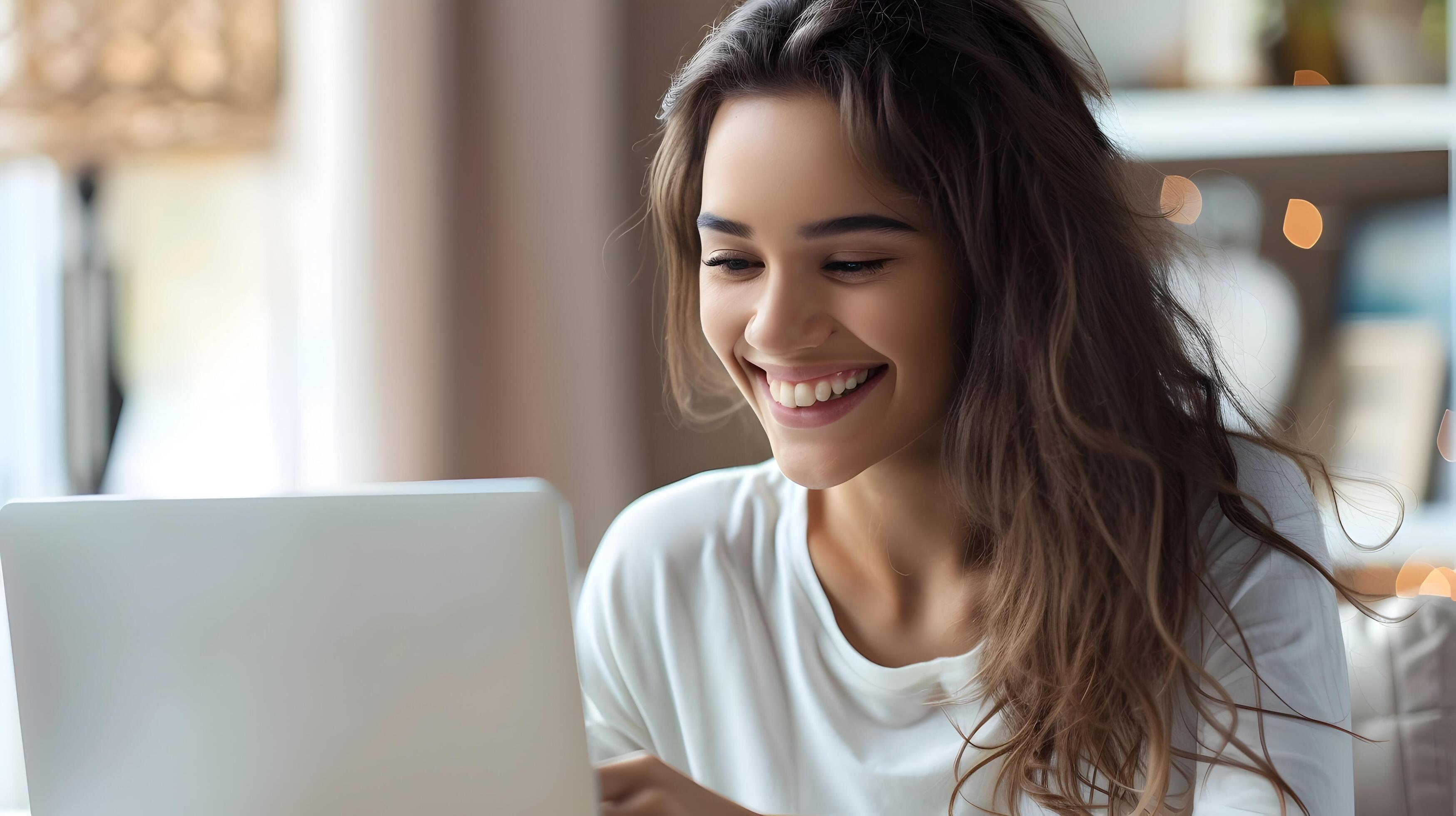 Cheerful Young Professional Working at her Desk with a Laptop Stock Free