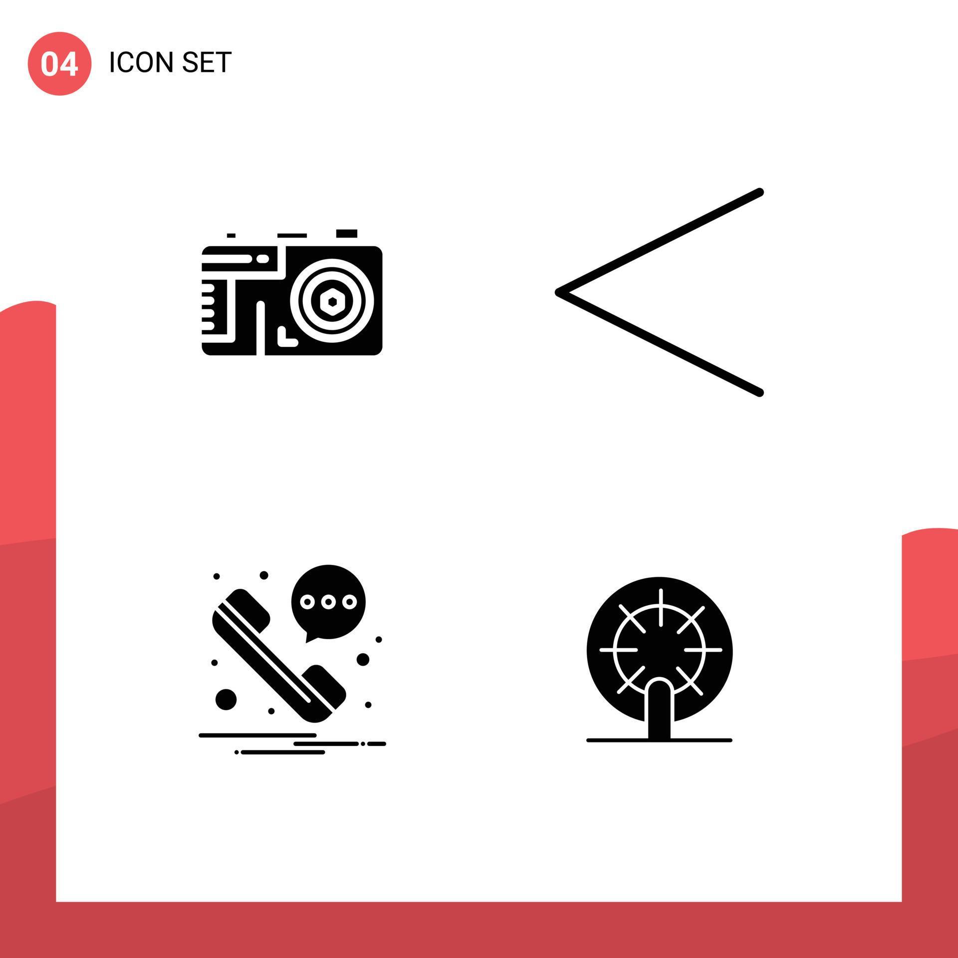 Modern Set of 4 Solid Glyphs and symbols such as camera wheel arrow message ship Editable Vector Design Elements Stock Free