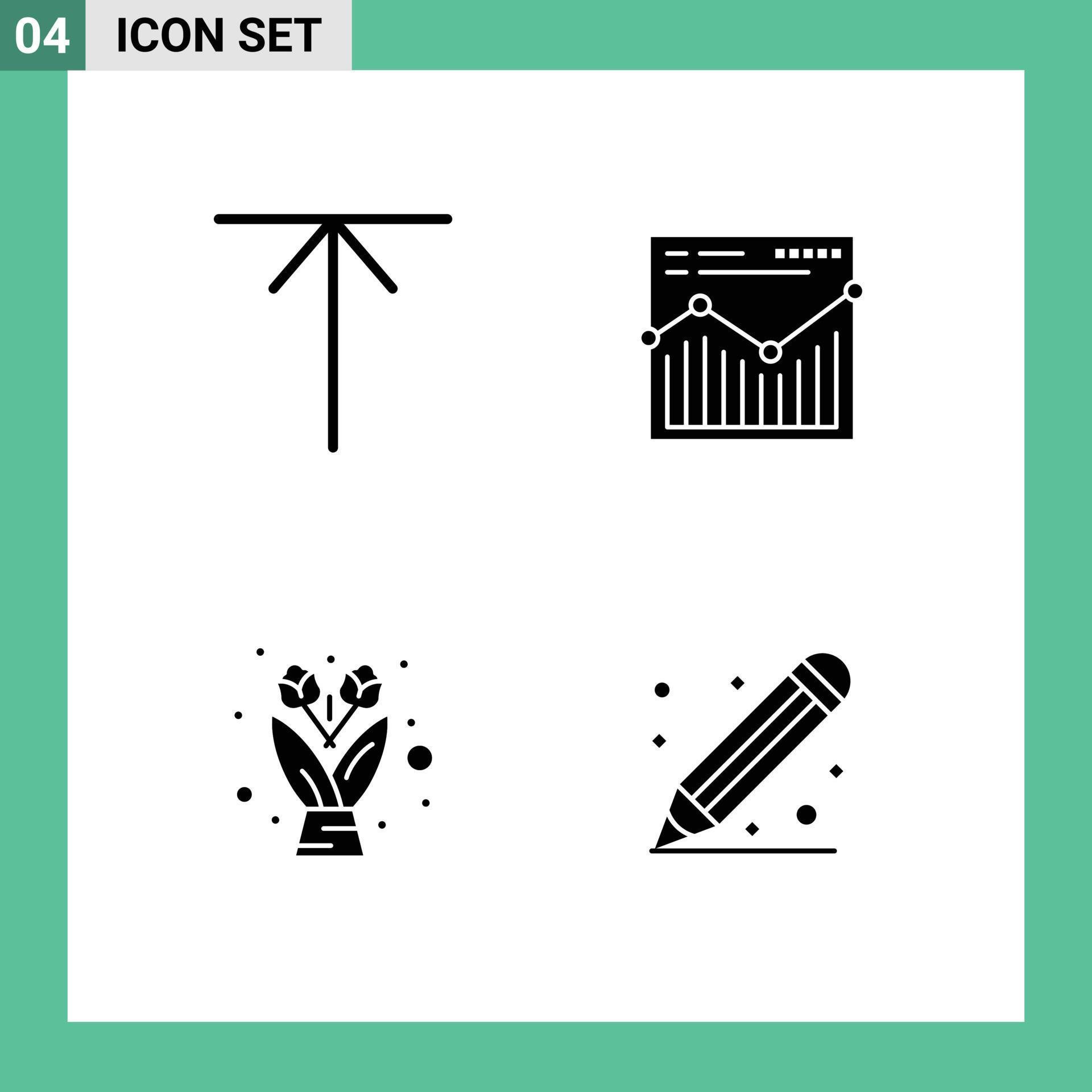 Modern Set of 4 Solid Glyphs Pictograph of arrow gift analysis report ruler Editable Vector Design Elements Stock Free