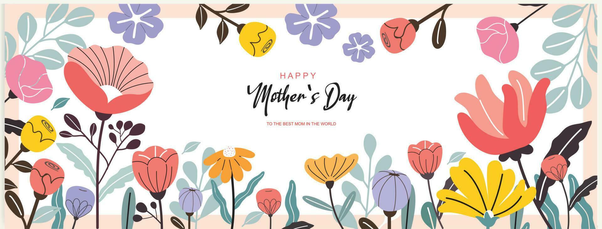 Mother’s day banner, poster, greeting card, background design with beautiful blossom flowers. vector illustration. Stock Free