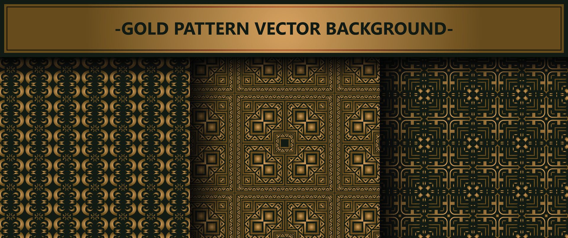 Collection gold and black seamless pattern background Free Vector