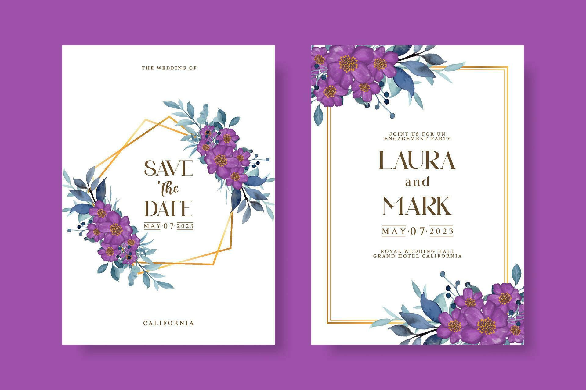 Wedding invitation template with flower Stock Free