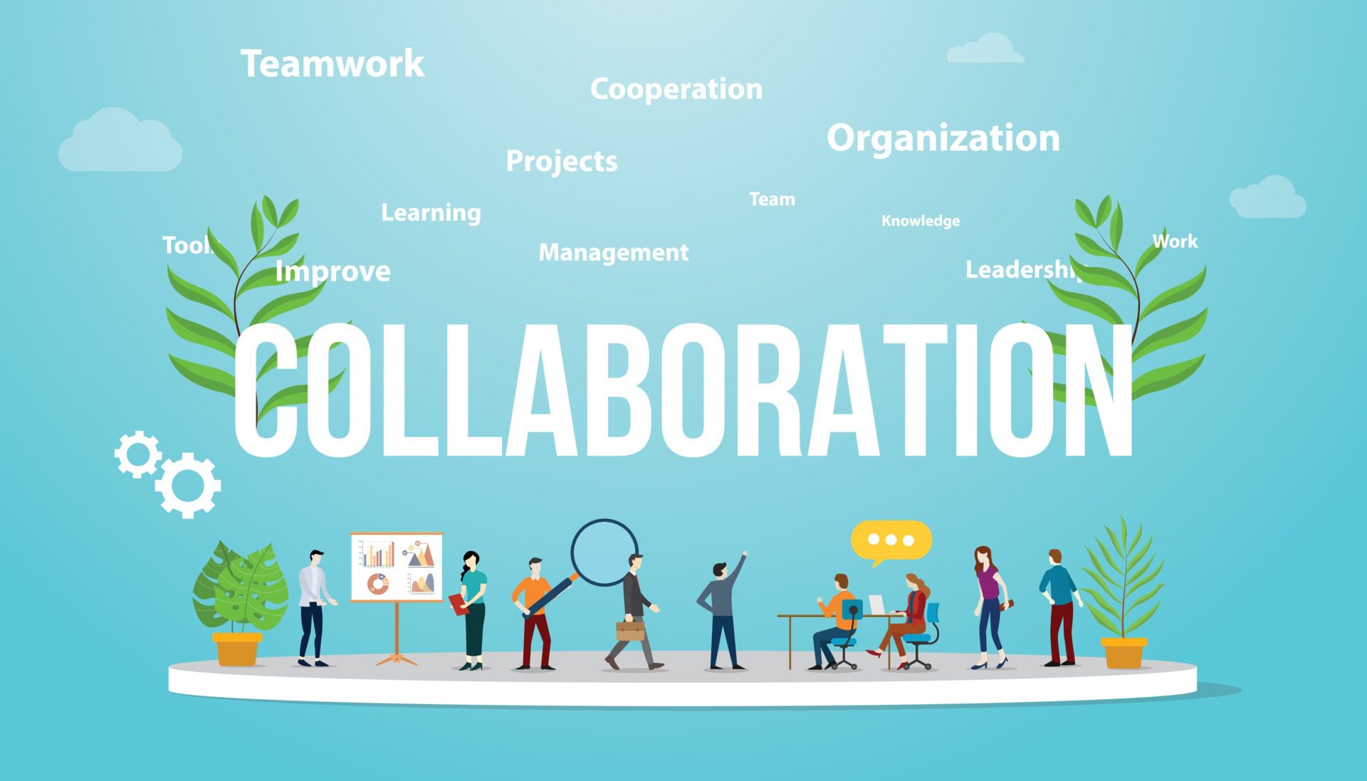 collaboration business concept with team people working Free Vector