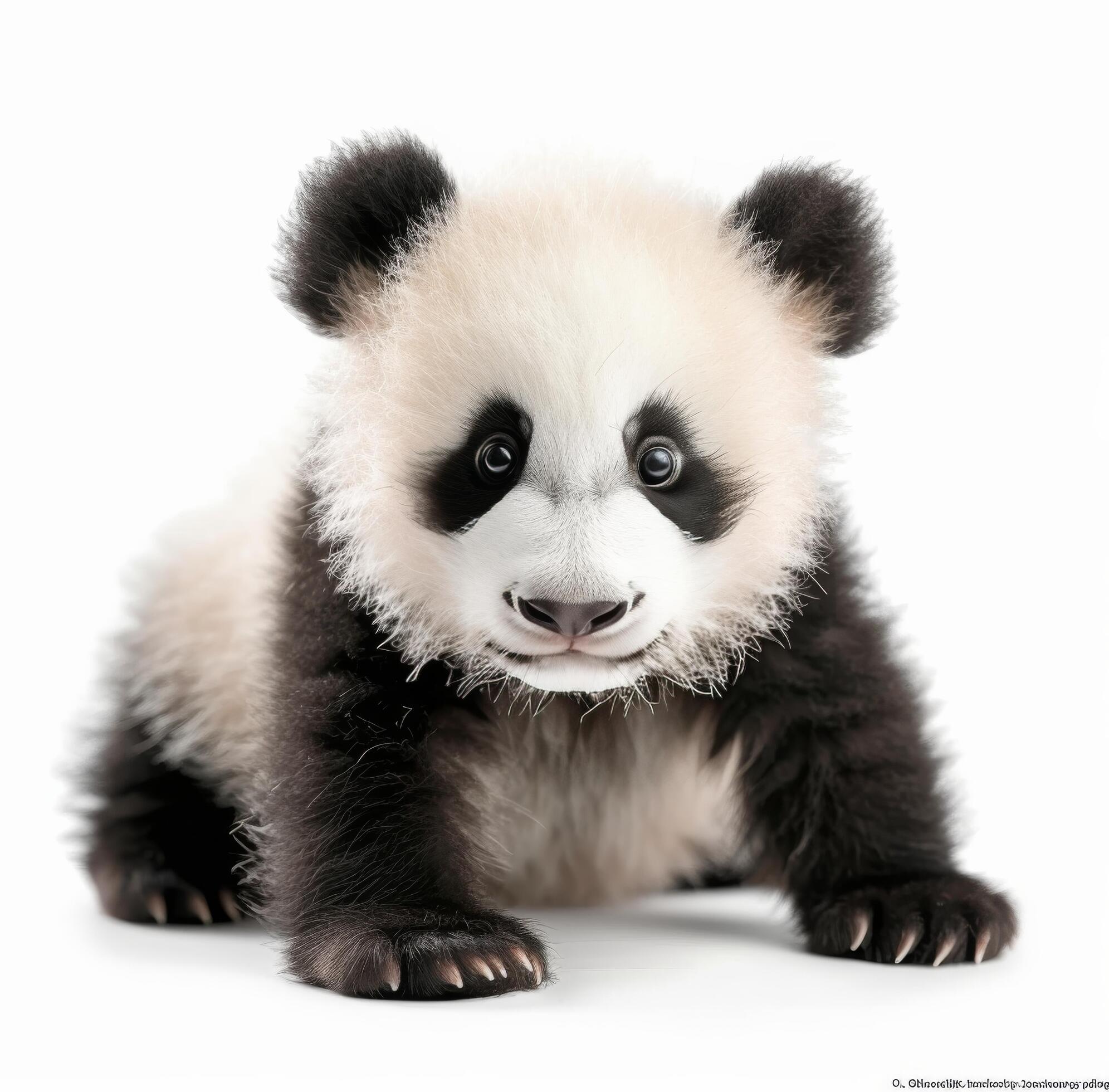 Adorable Panda Cub Sitting on White Background Stock Free