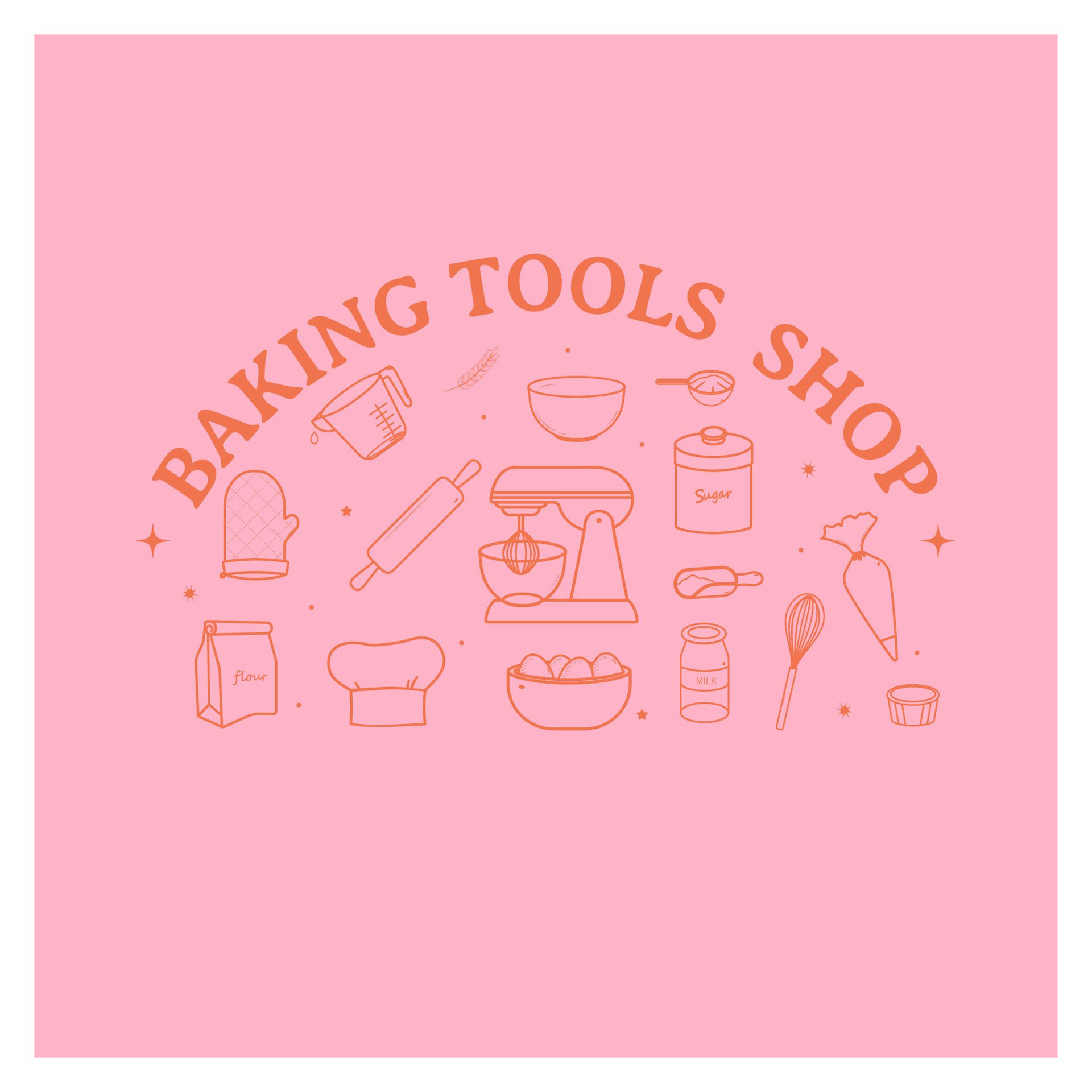 Baking tools shop banner linear icons design Free Vector