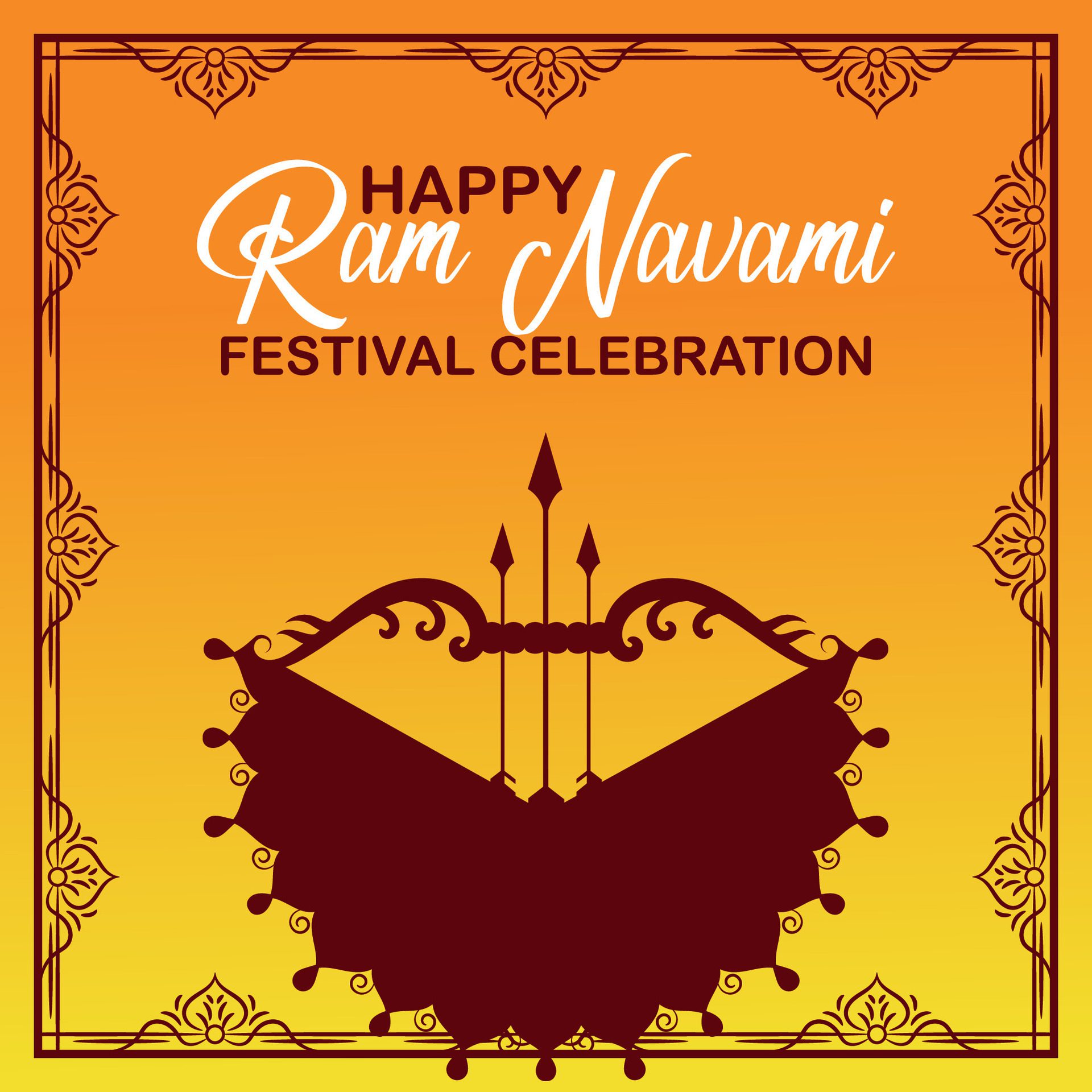 Happy Ram Navami cultural Banner Hindu festival vertical post wishes celebration card Ram Navami celebration background Free Vector