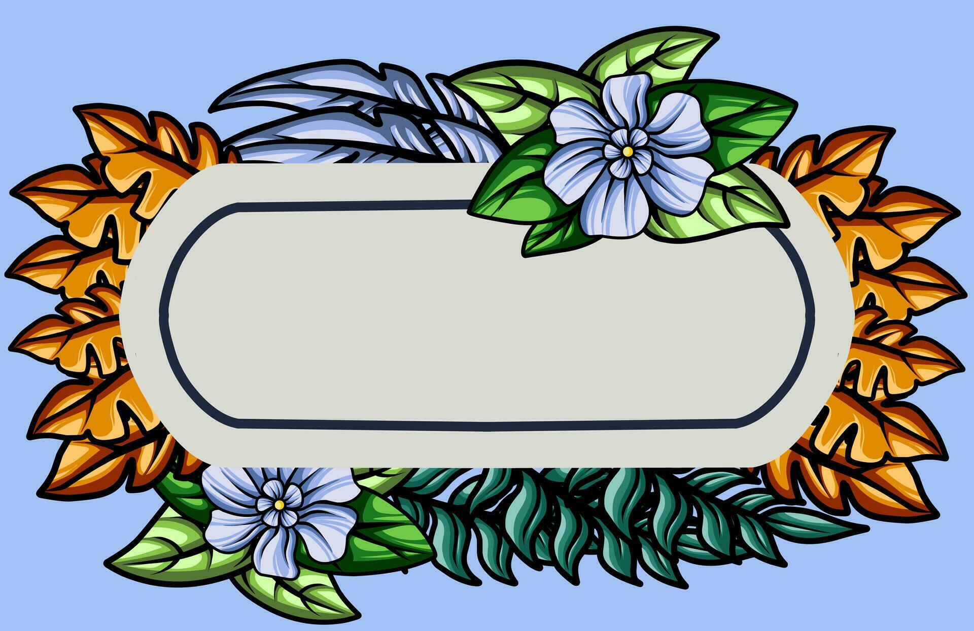 frame the border with an arrangement of leaves and flowers. Vector design Stock Free