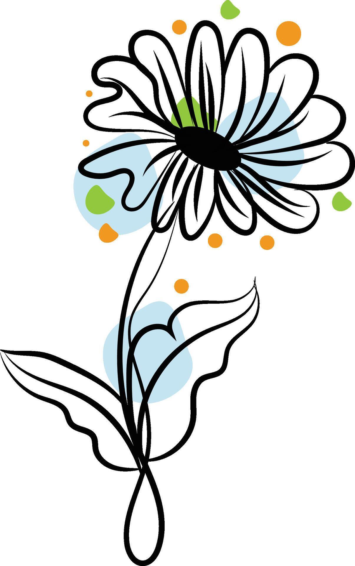 Hand drawn flat design simple flower outline Stock Free