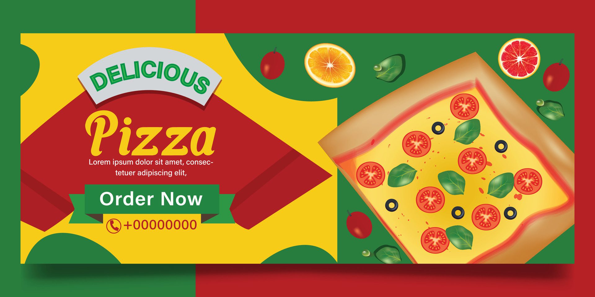 Fast food and pizza banner Design Free Vector