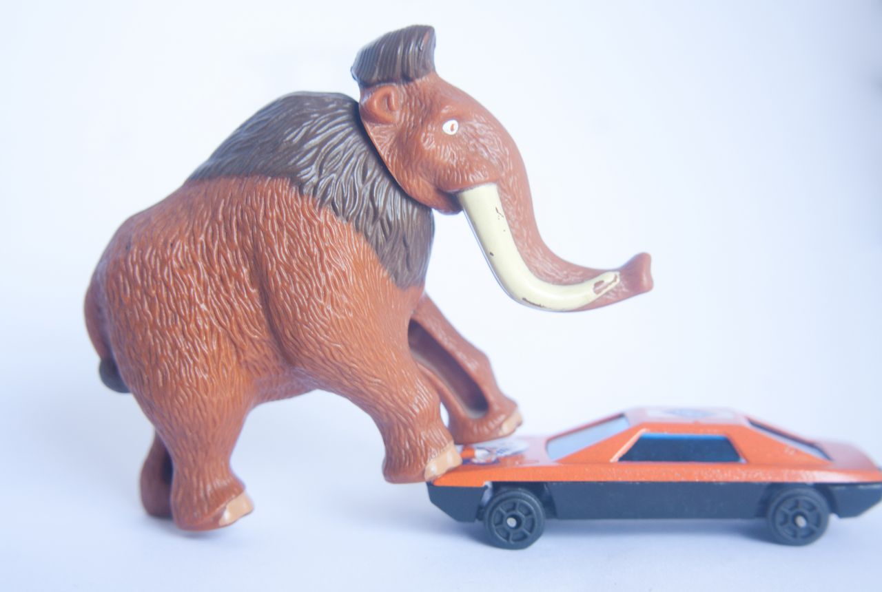 Mammoth Toy With Car Stock Free