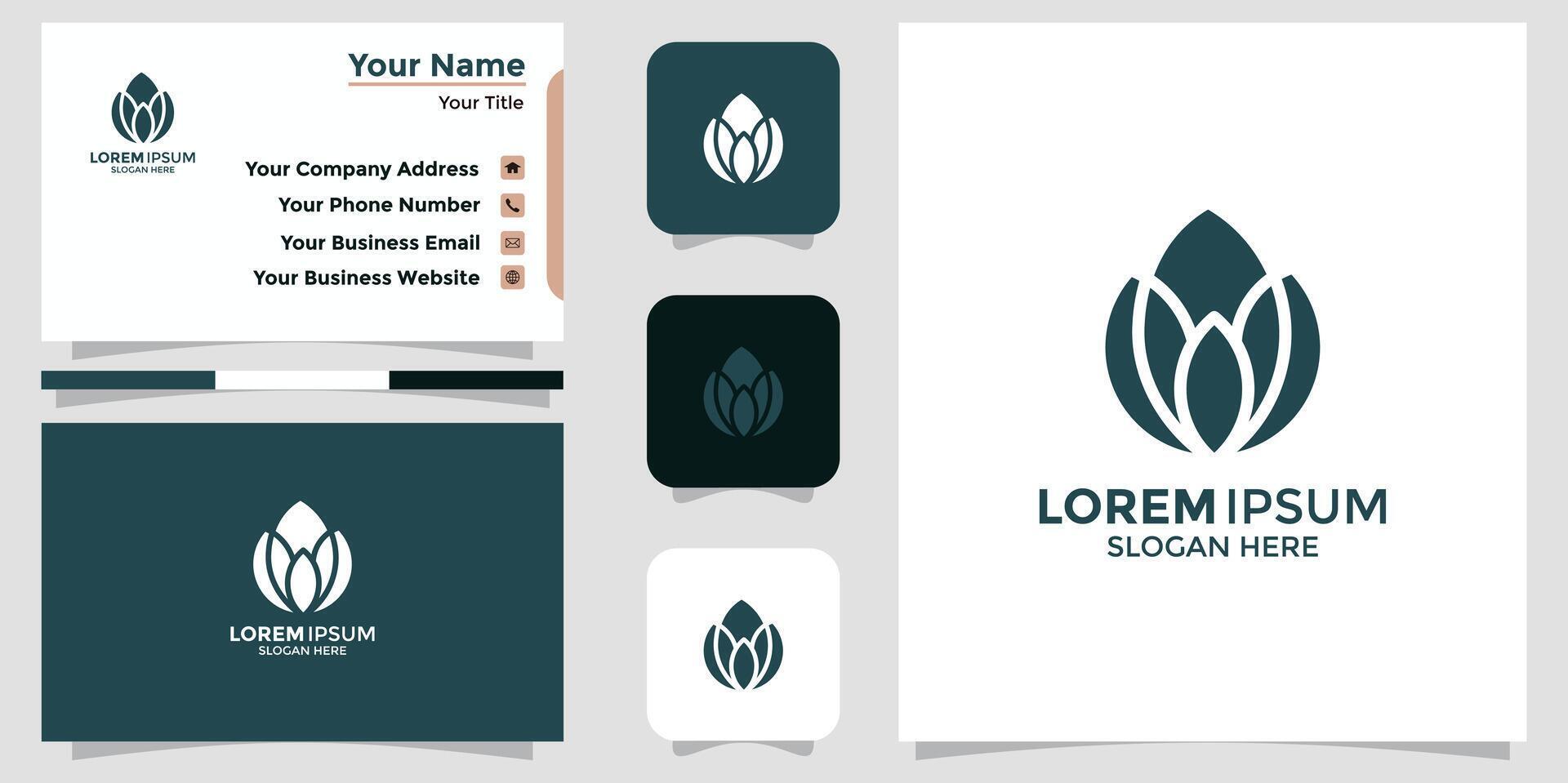 Abstract elegant flower logo icon and business card Stock Free