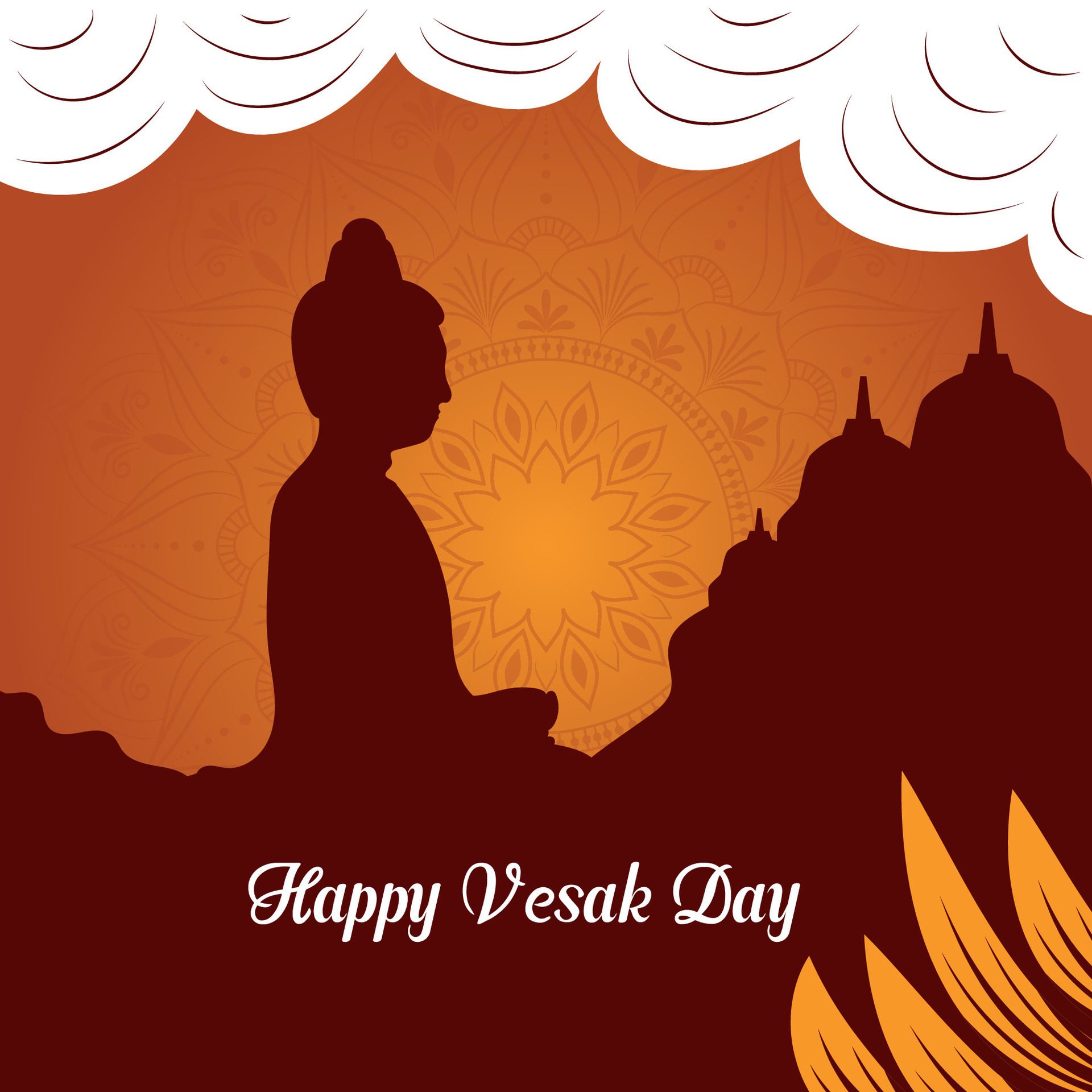 Flat vesak day illustration festival celebration and vesak day Banner Free Vector