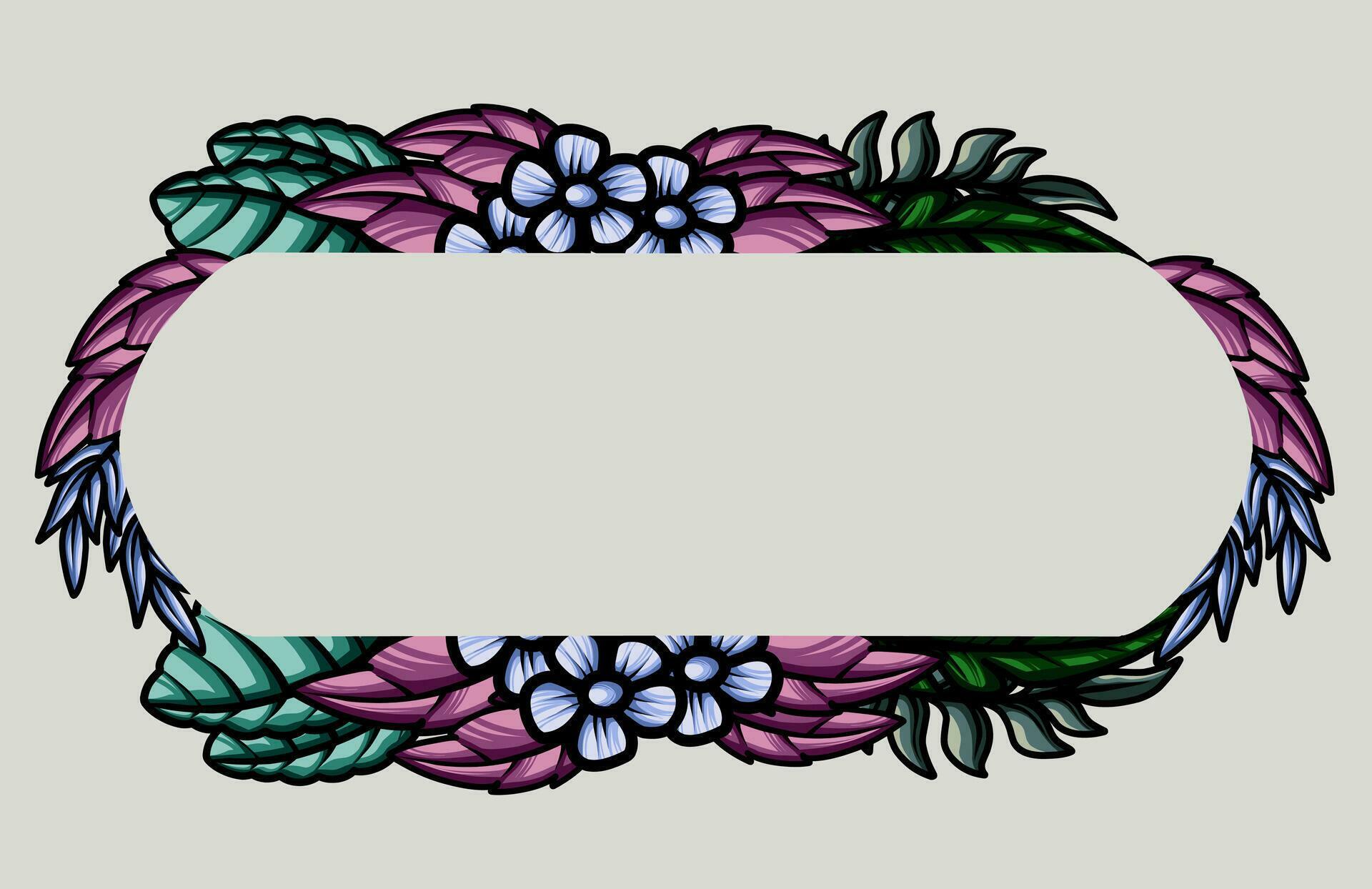 frame the border with an arrangement of leaves and flowers. Vector design Stock Free