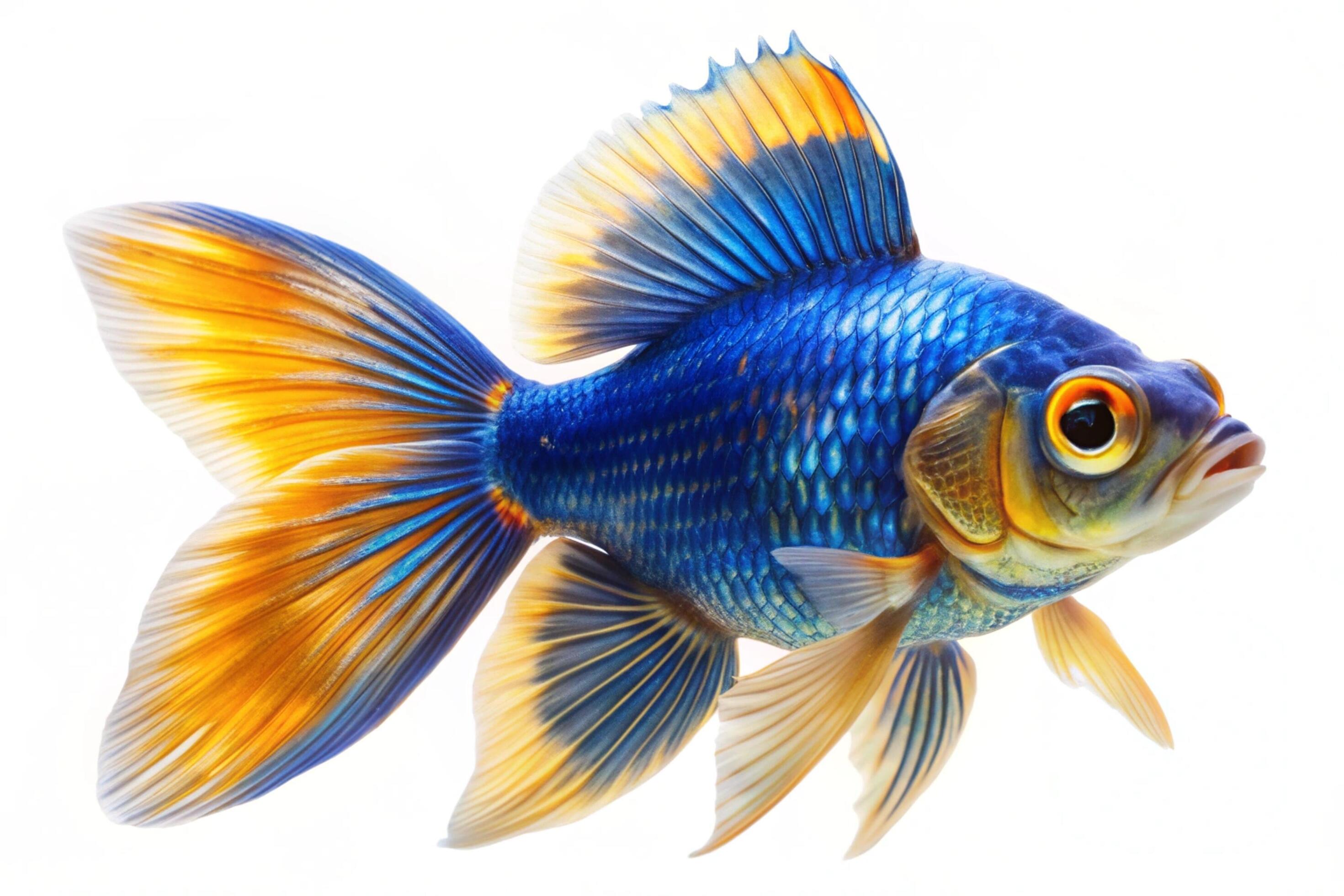 Blue ornamental fish isolated on white background Stock Free