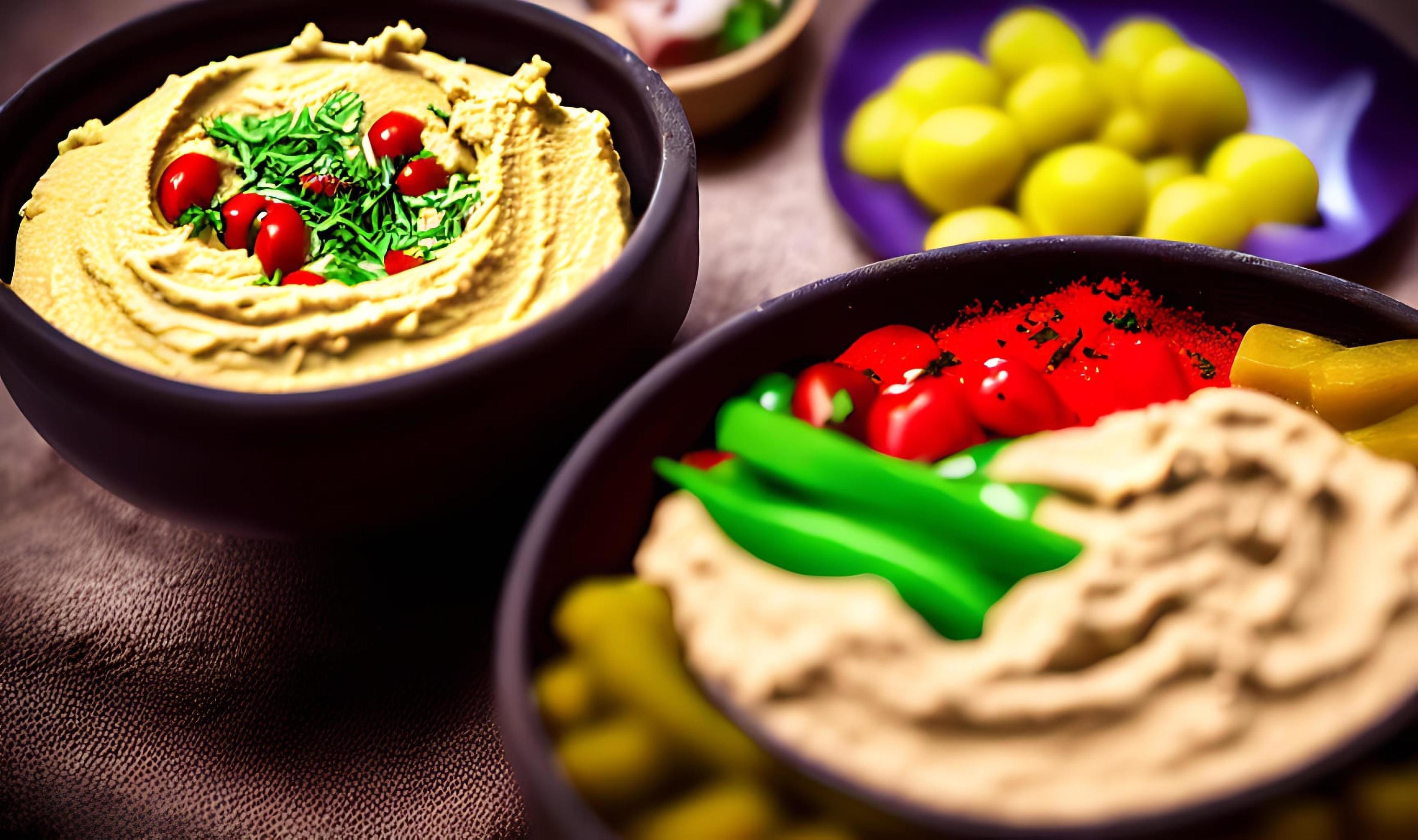 Healthy food. Traditional freshly made organic hummus. Stock Free