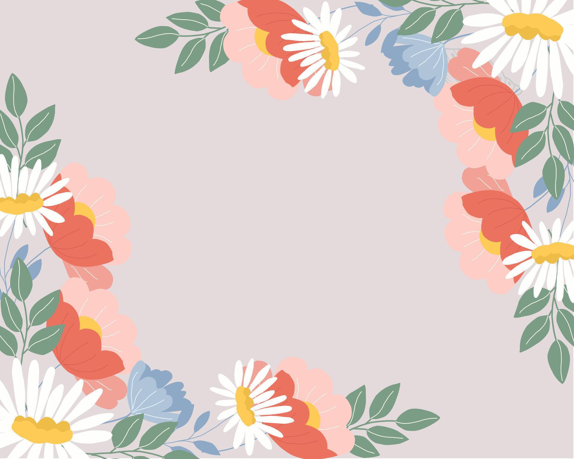 Colorful Hand Drawn Flower Border Stock Free