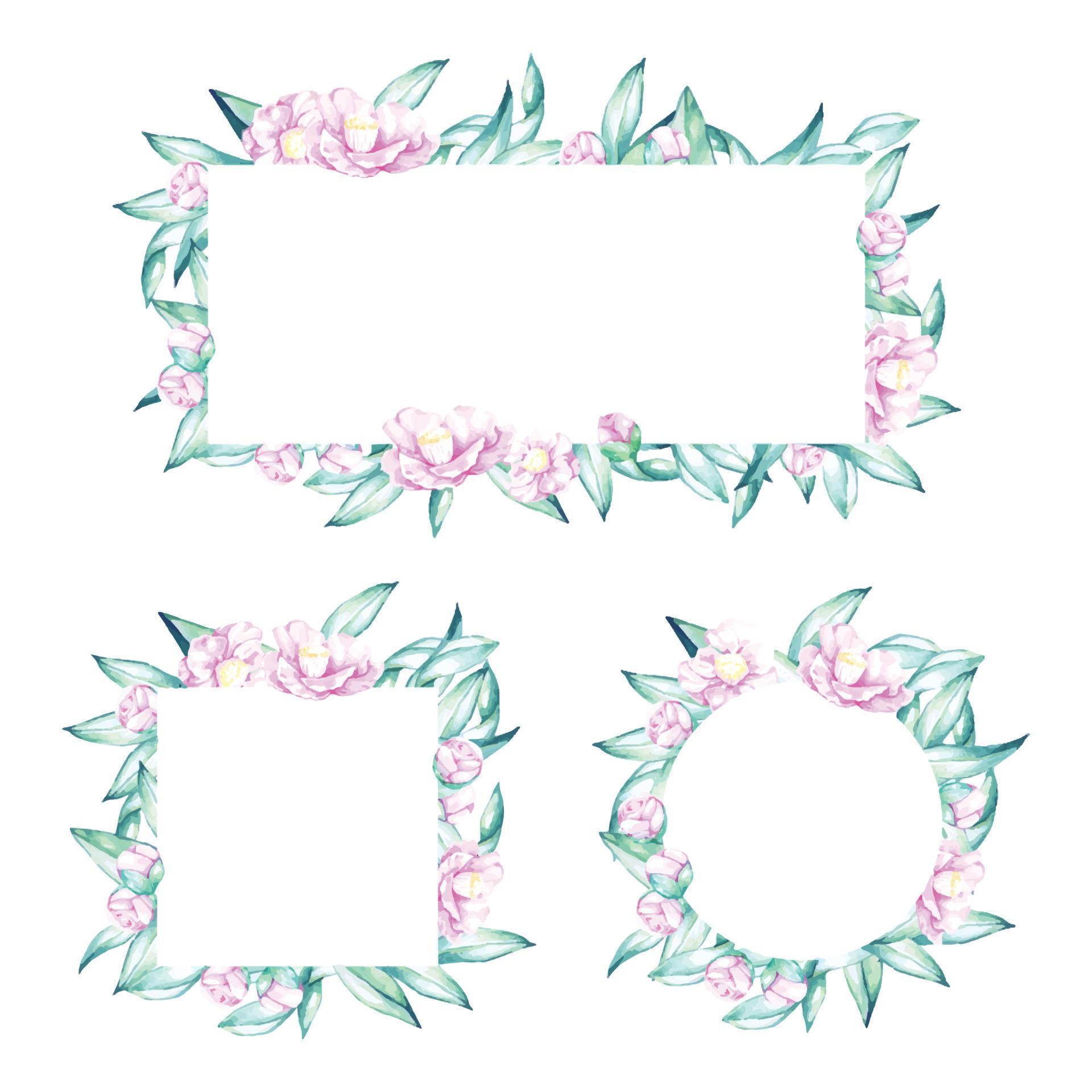 Flowers Frames in watercolor Stock Free