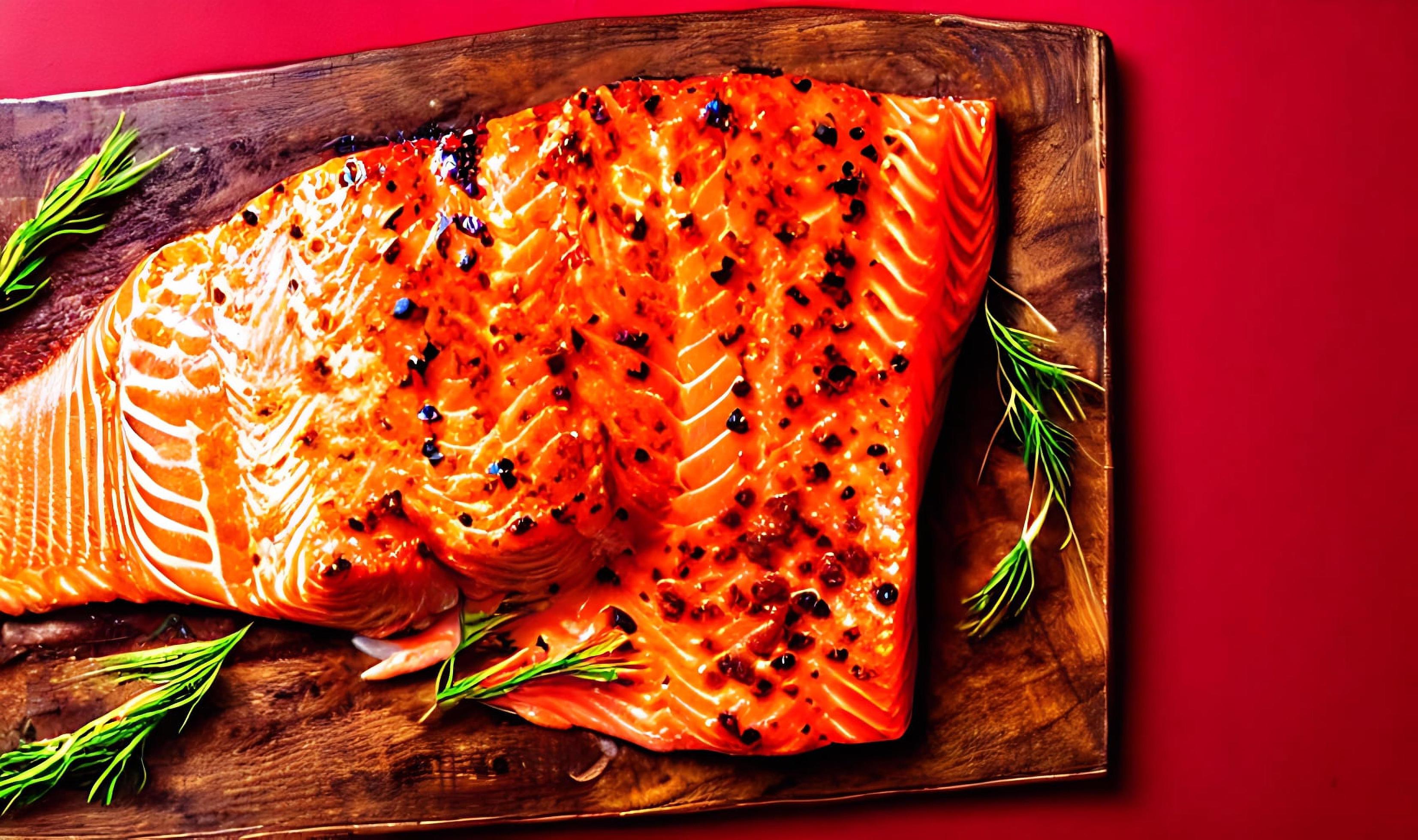 Grilled salmon. Healthy food baked salmon. Hot fish dish. Stock Free