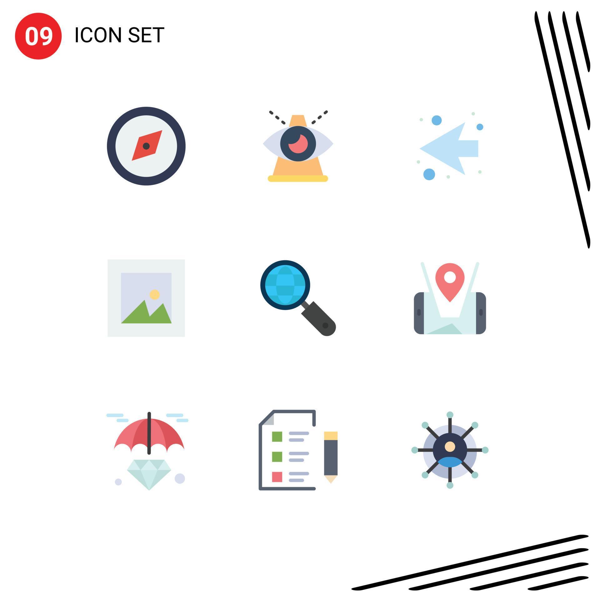 Modern Set of 9 Flat Colors and symbols such as seo internet arrow globe layout Editable Vector Design Elements Stock Free