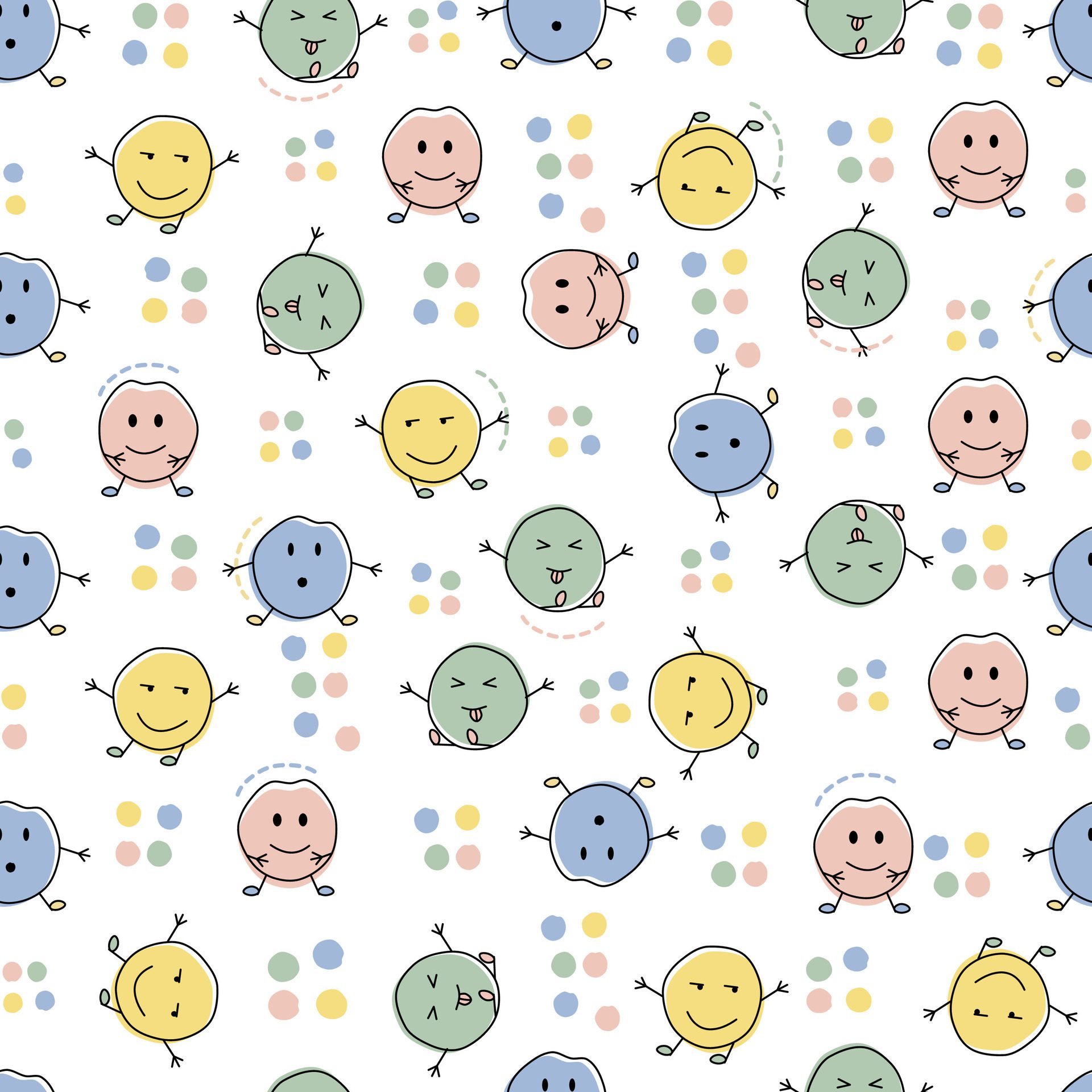 Emoticon seamless design pattern for kids Free Vector