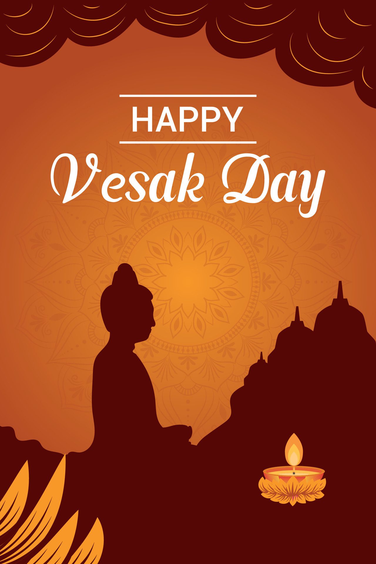 Flat vesak day illustration festival celebration and vesak day Banner Free Vector