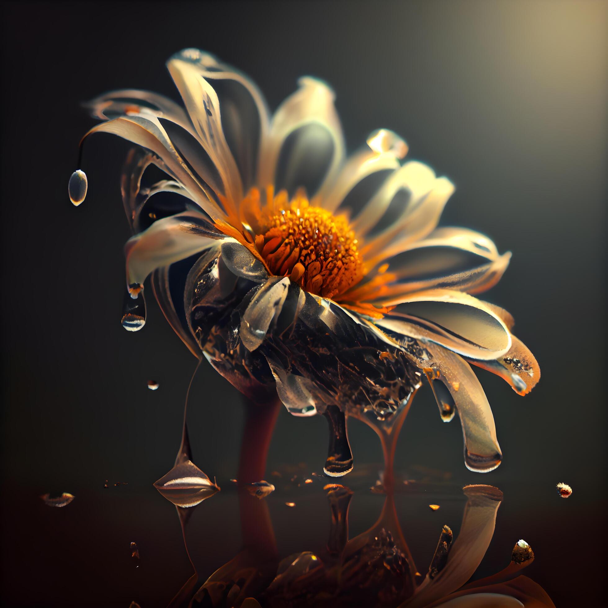 Beautiful daisy flower on a dark background. 3d rendering, Image Stock Free