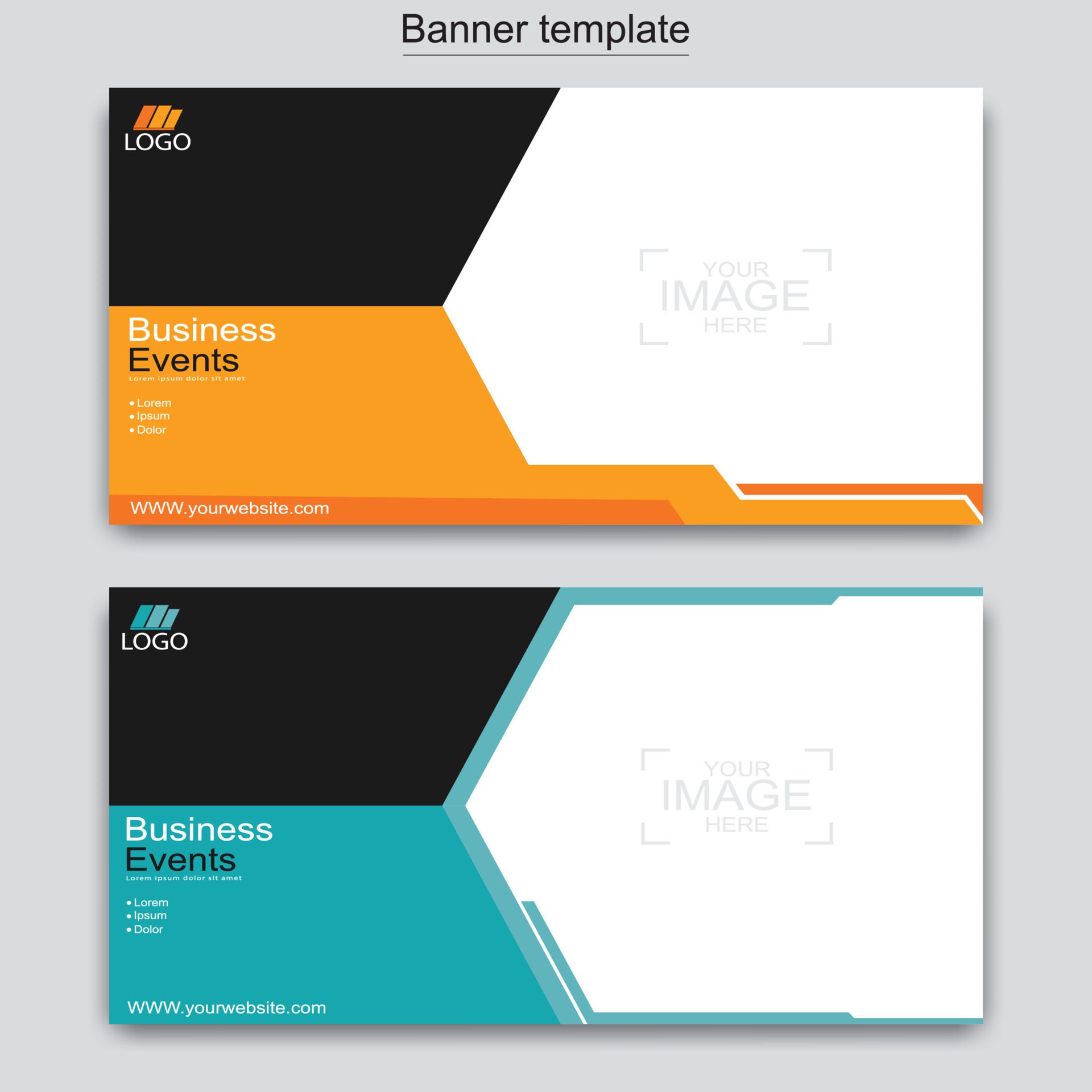 Vector abstract design web banner template. Web Design Elements – Header Design. Abstract geometric web banner template on grey background. Free Vector