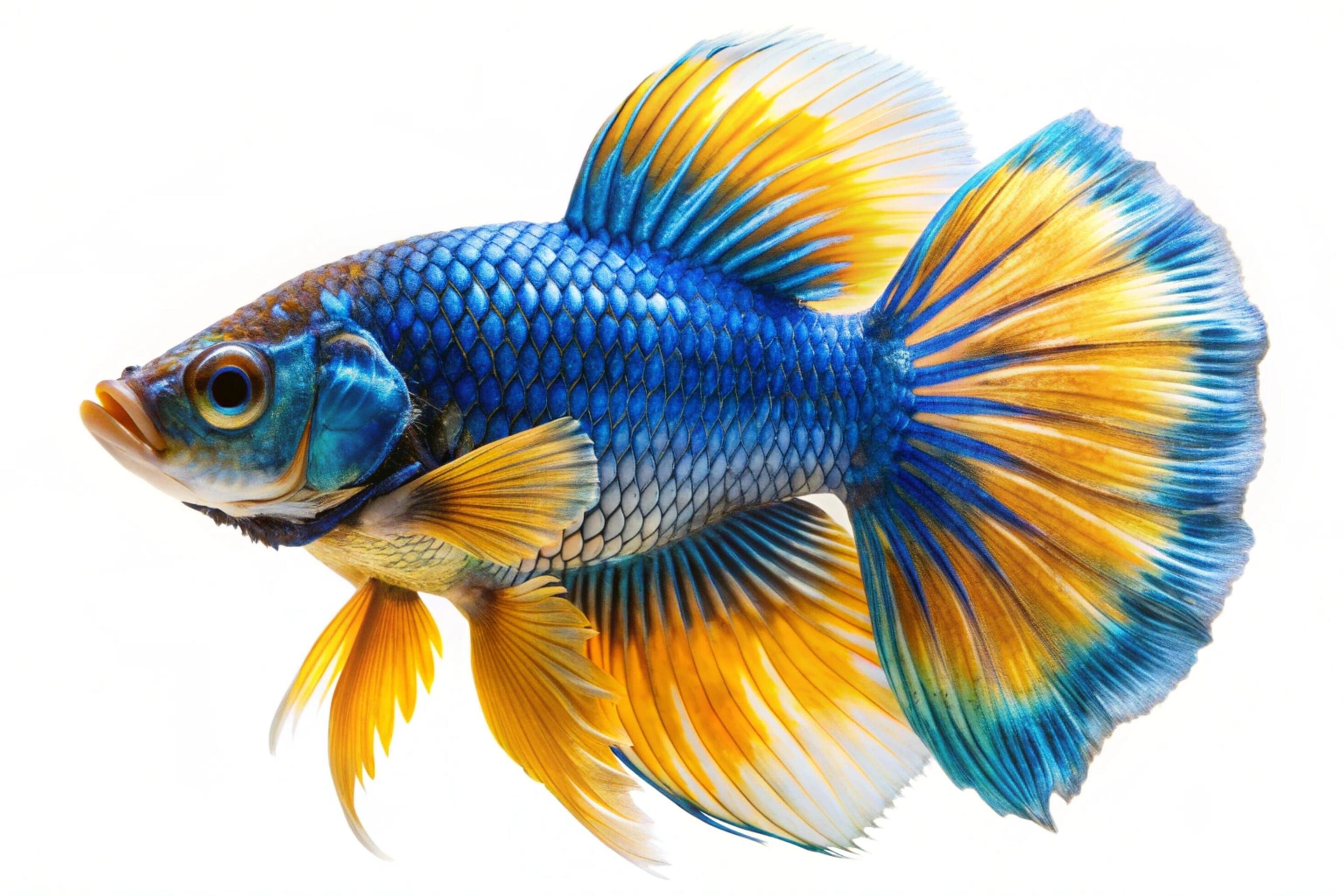 Blue ornamental fish isolated on white background Stock Free