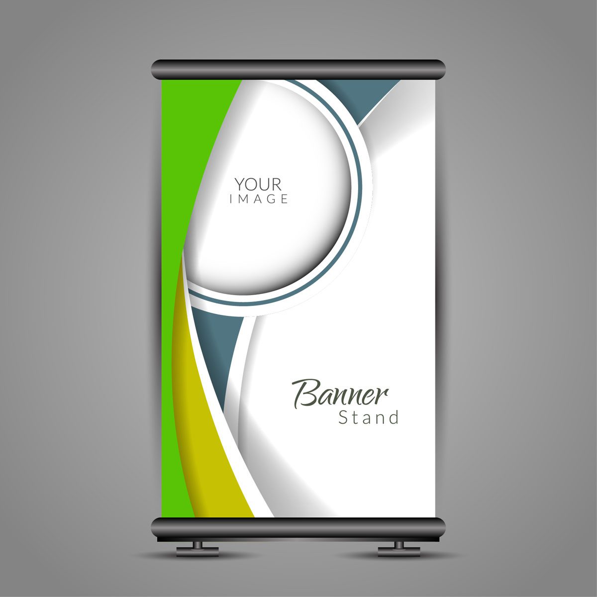 Modern roll up banner stand design Free Vector