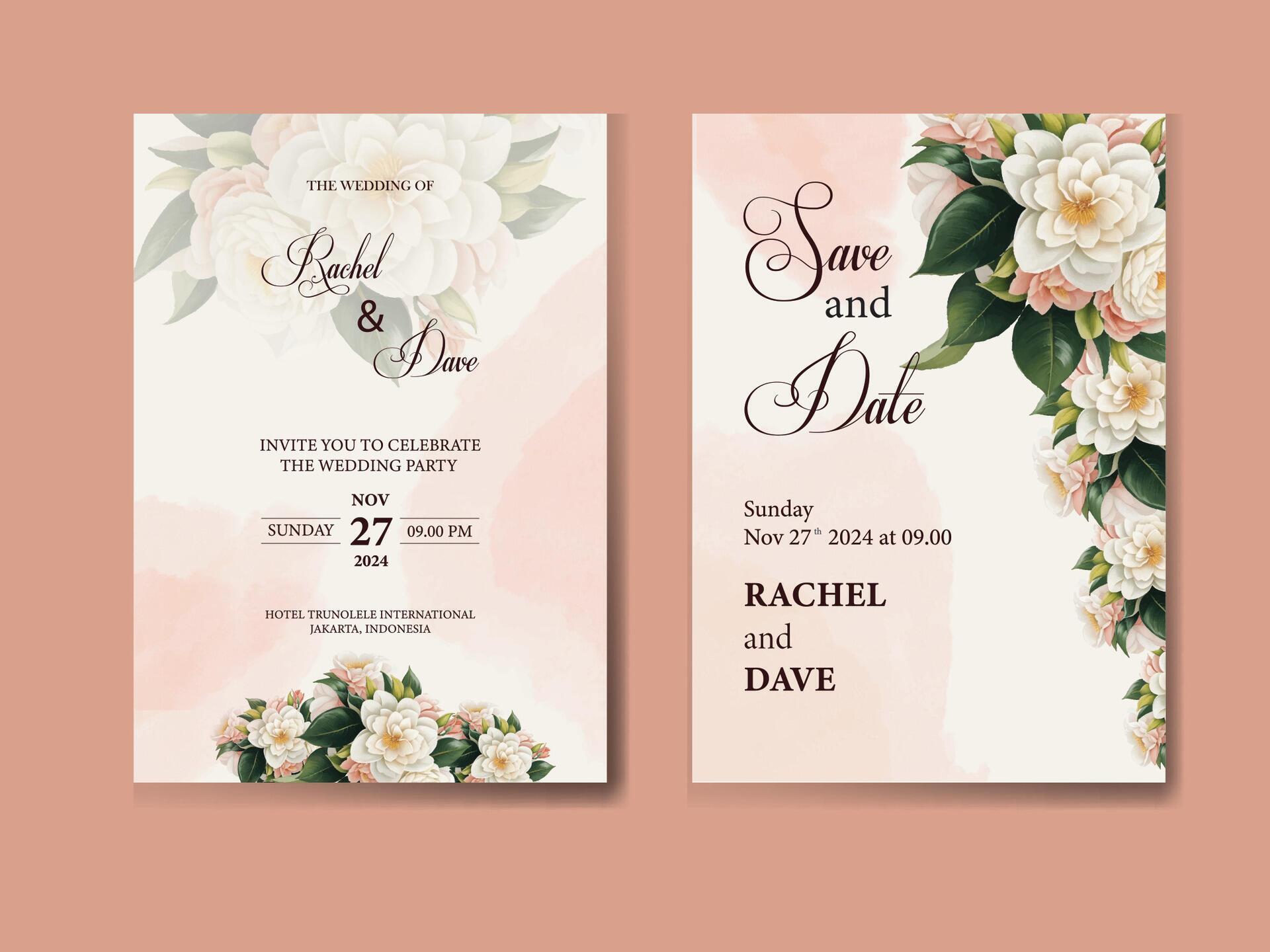 wedding invitation card with flowers Stock Free