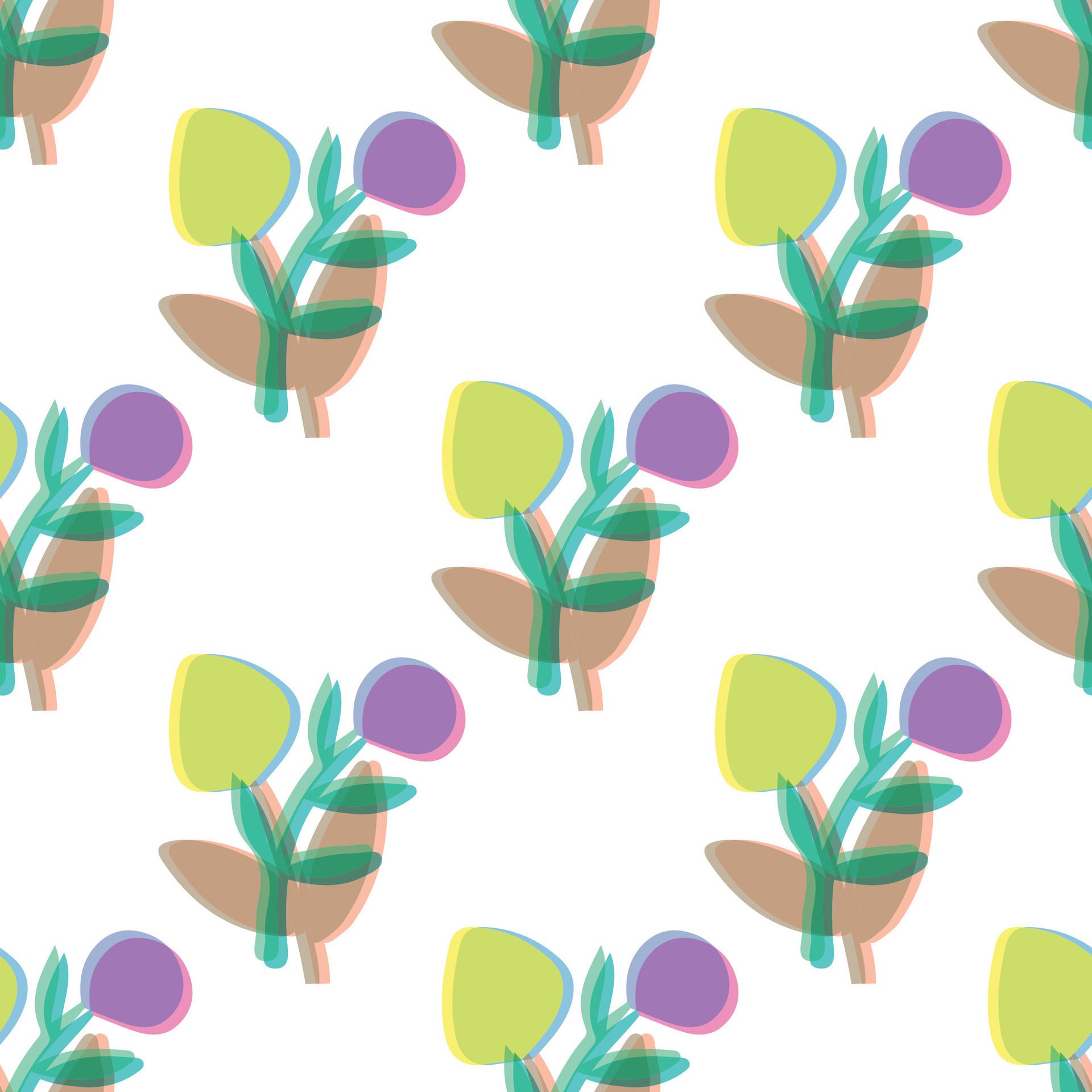 PATTERN FLORAL RISOGRAPH Free Vector