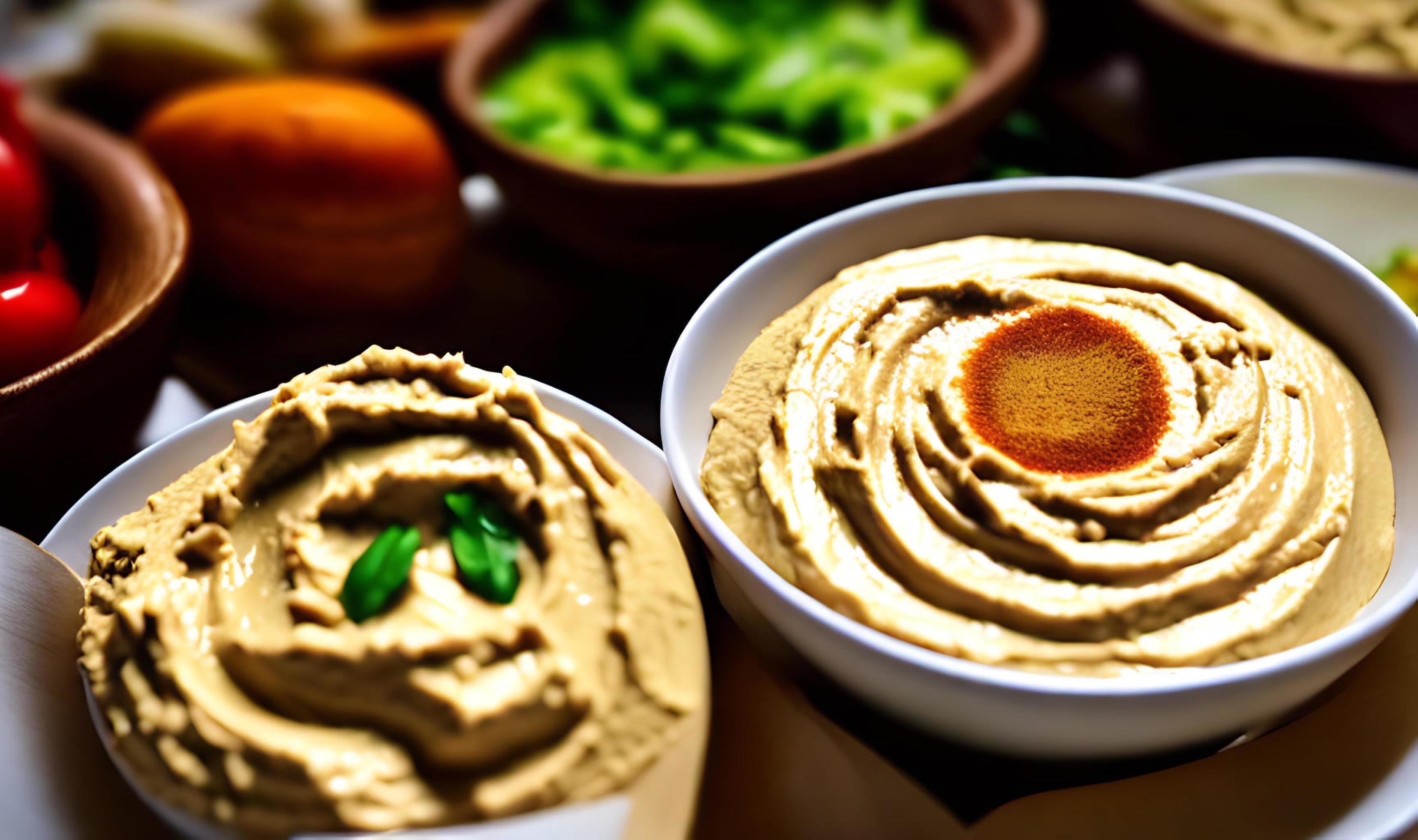 Healthy food. Traditional freshly made organic hummus. Stock Free