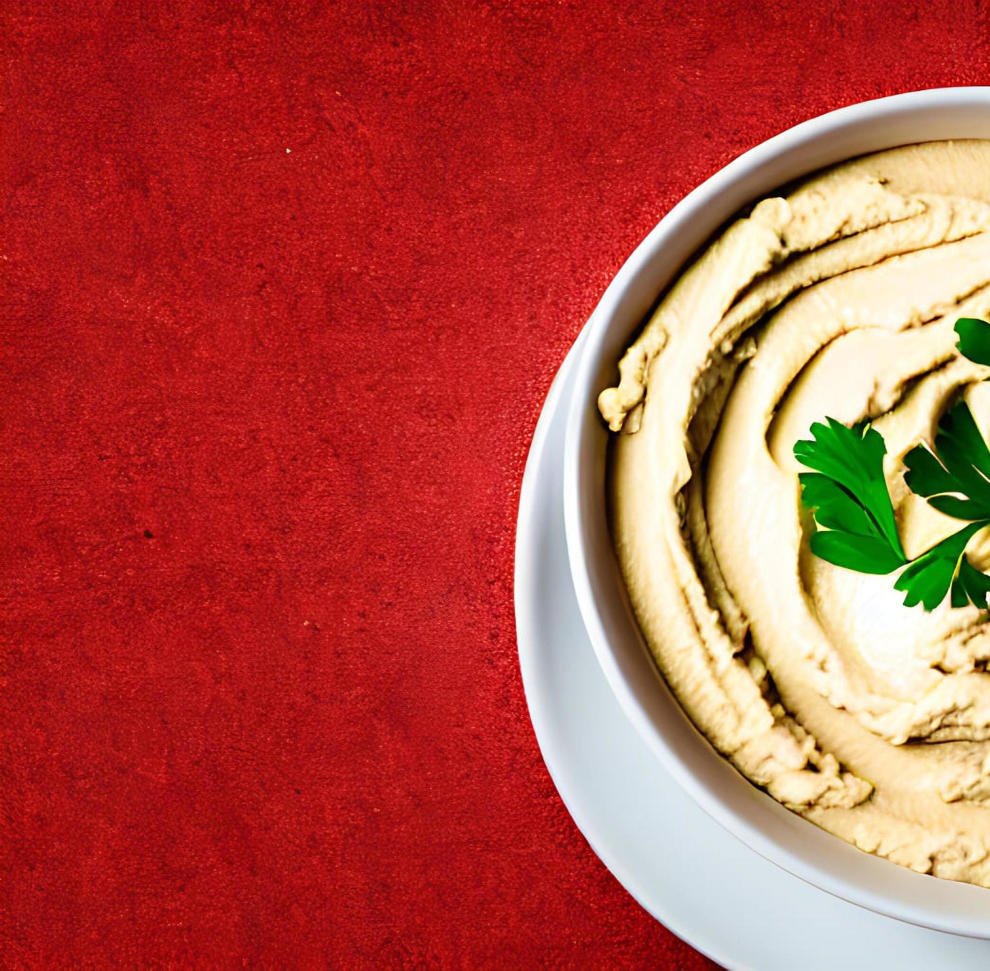 Healthy food. Traditional freshly made organic hummus. Stock Free