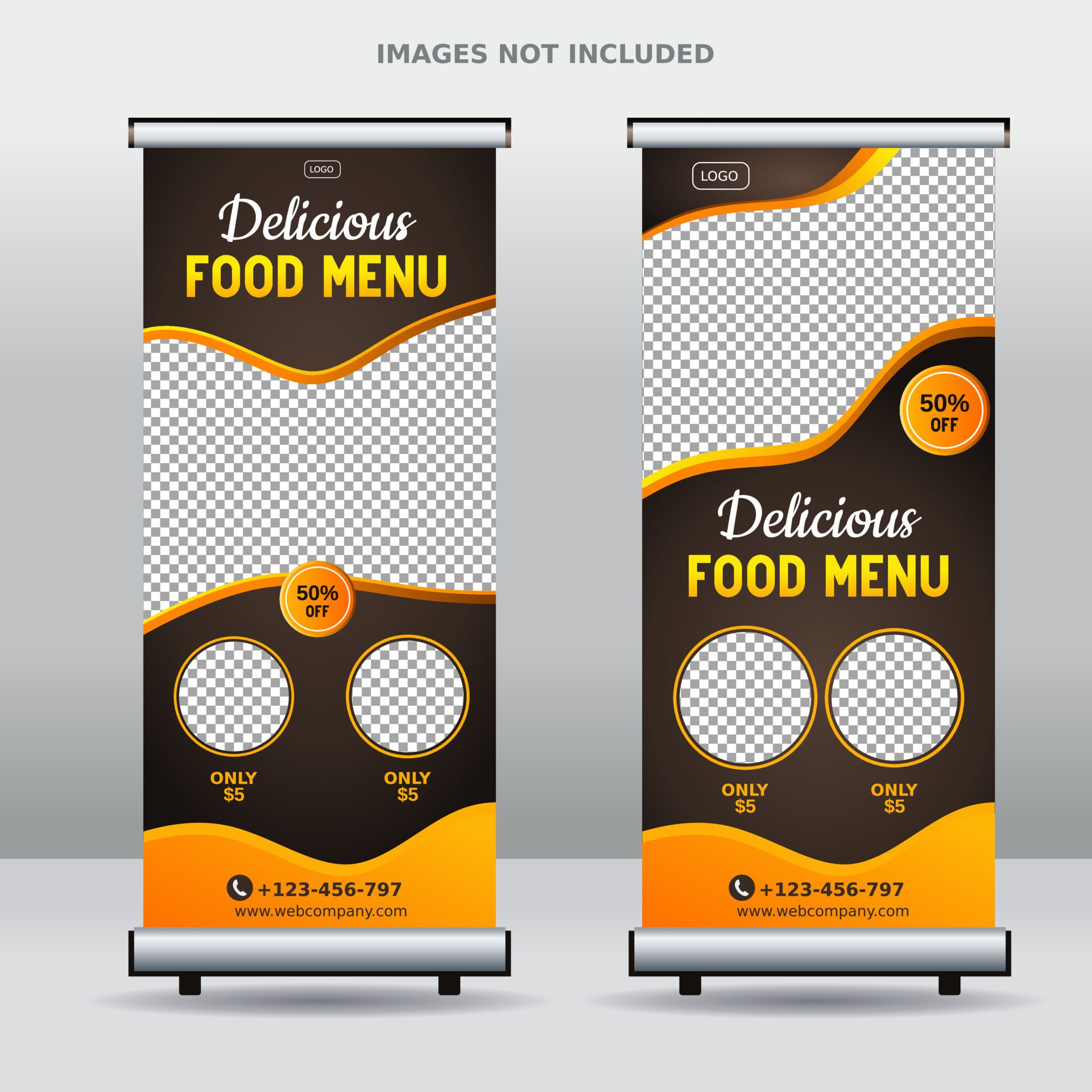 Food roll up business banner design template Free Vector and Free SVG