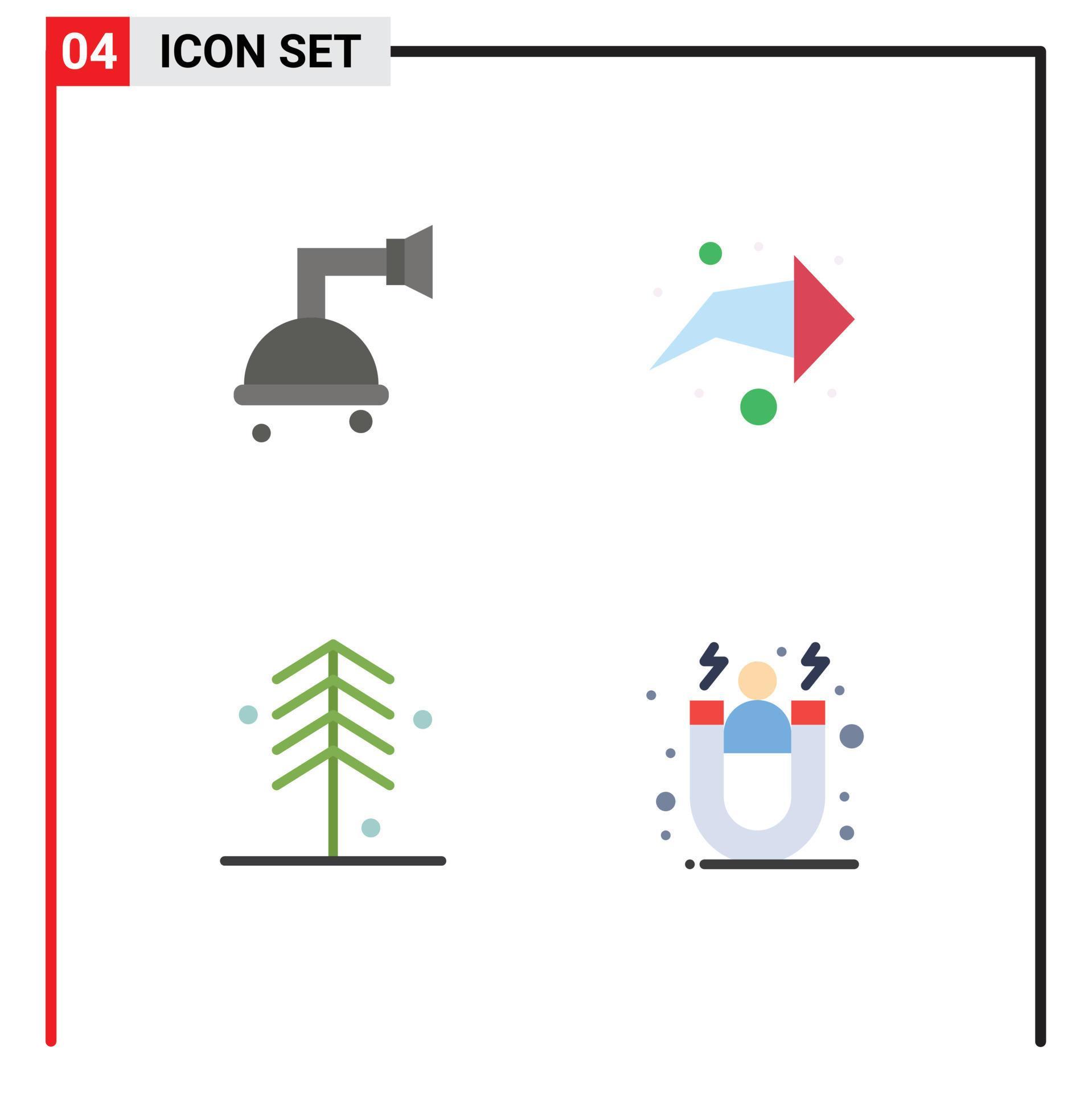 Mobile Interface Flat Icon Set of 4 Pictograms of bathroom tree arrow forest customer Editable Vector Design Elements Stock Free