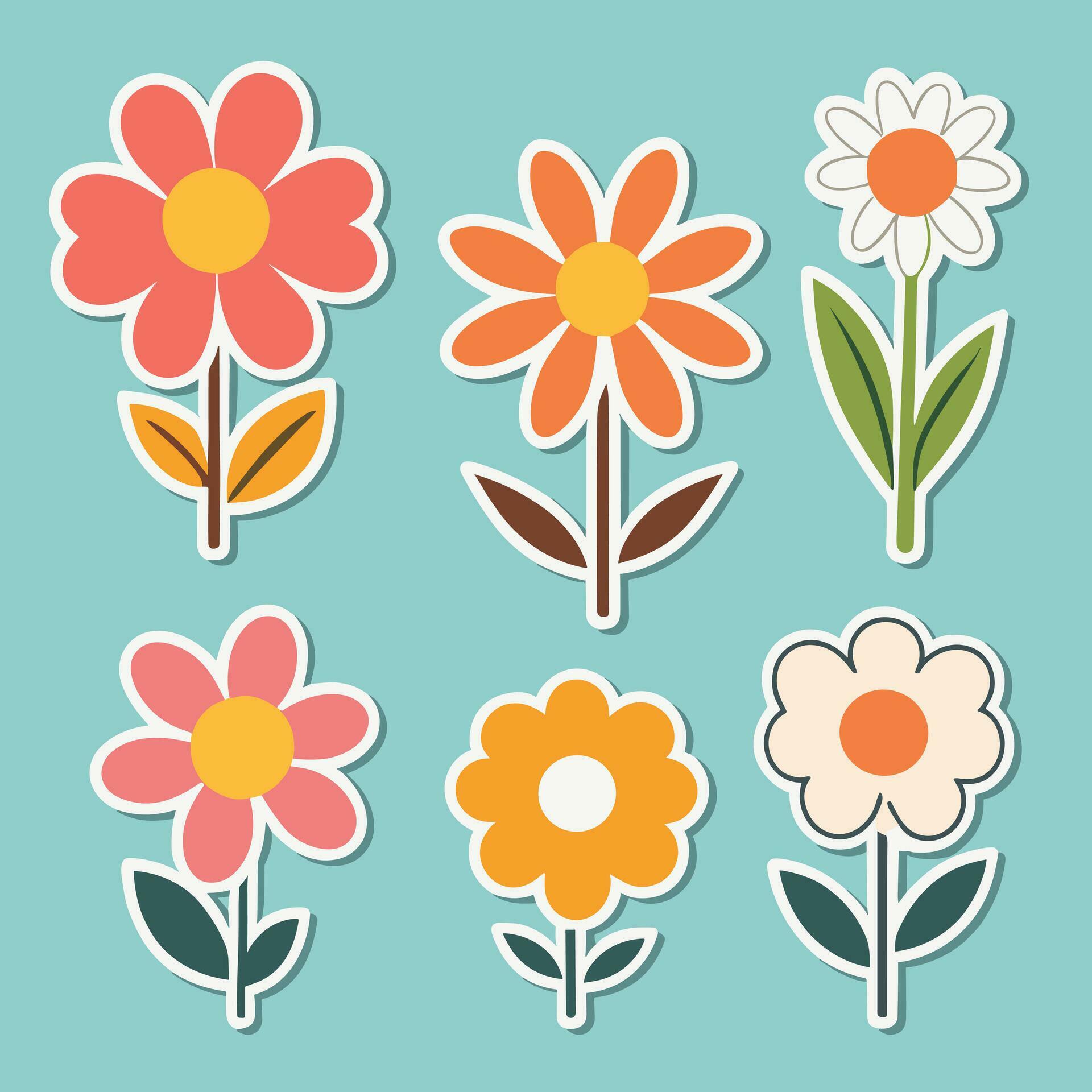 Flower sticker collection Stock Free