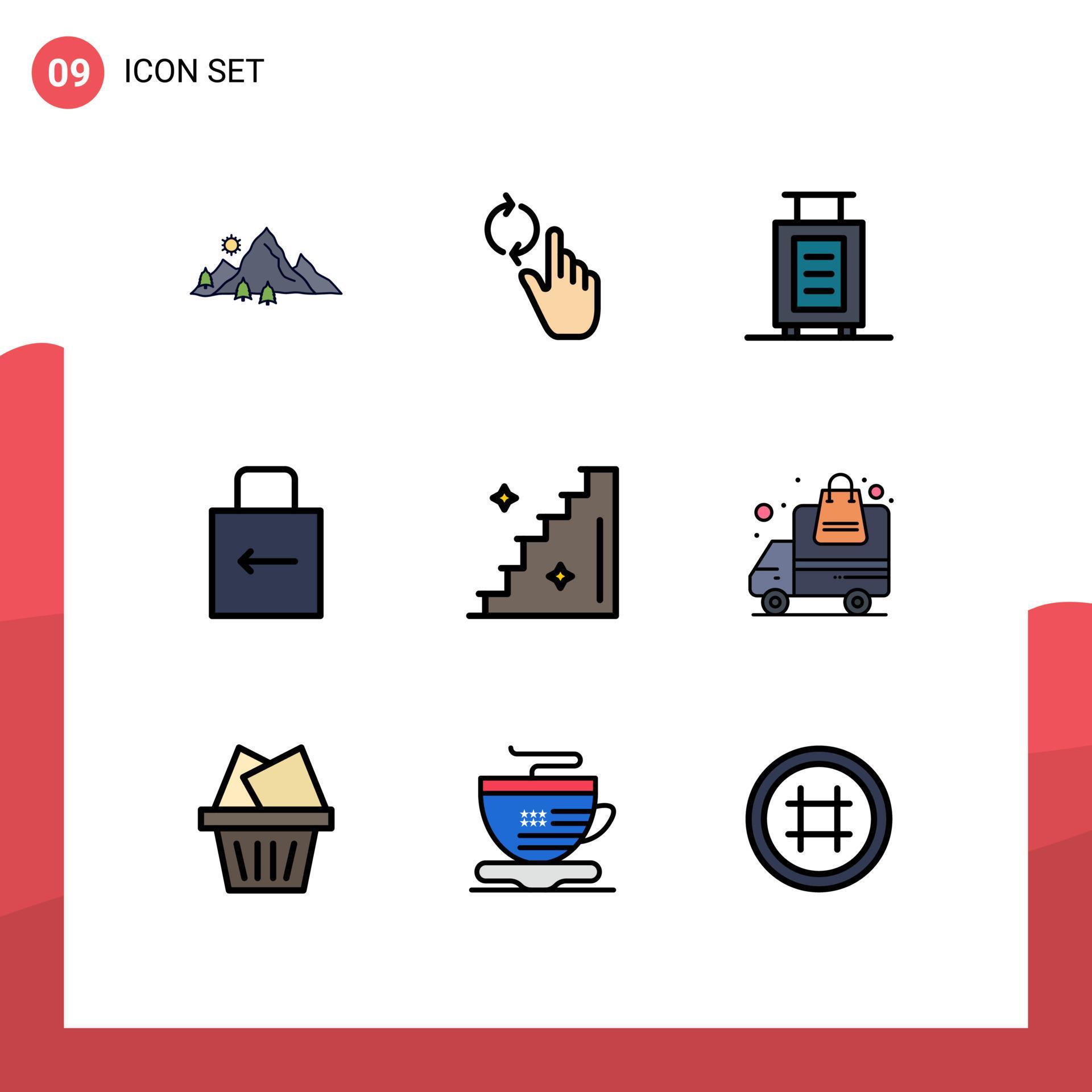 9 Filledline Flat Color concept for Websites Mobile and Apps stage security gesture lock pad arrow Editable Vector Design Elements Stock Free