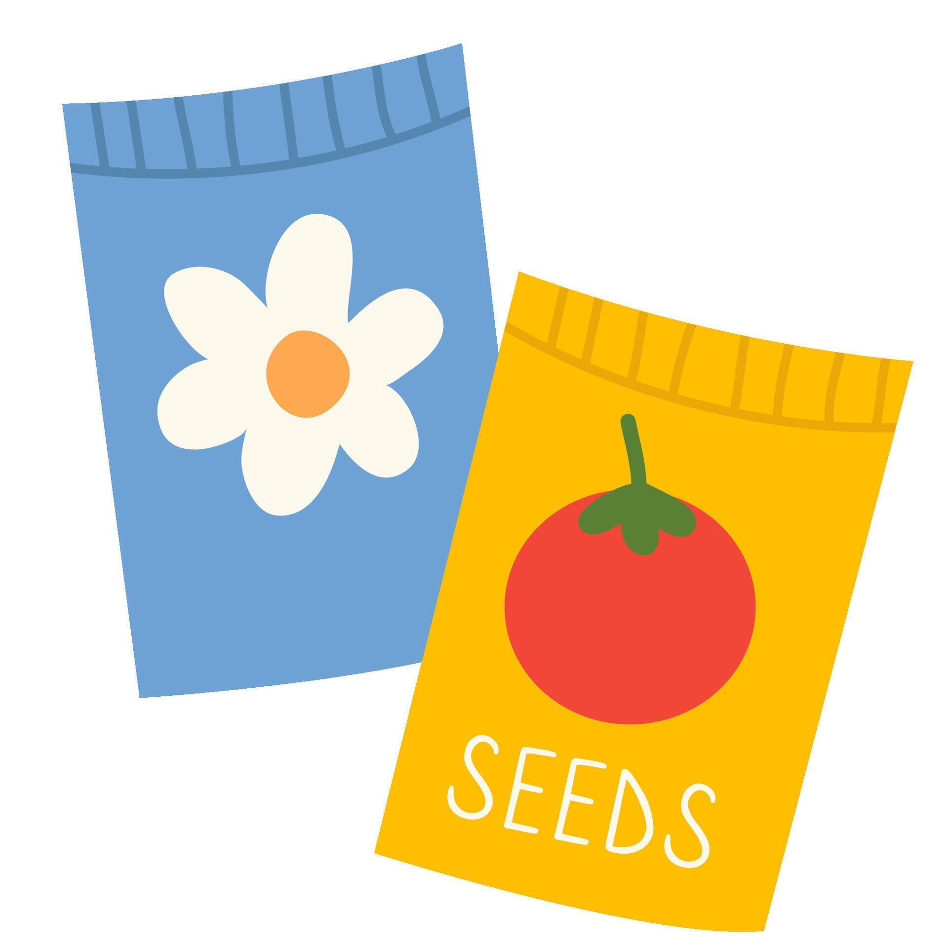 Seeds packages . Pack of flowers and carrot. Stock Free