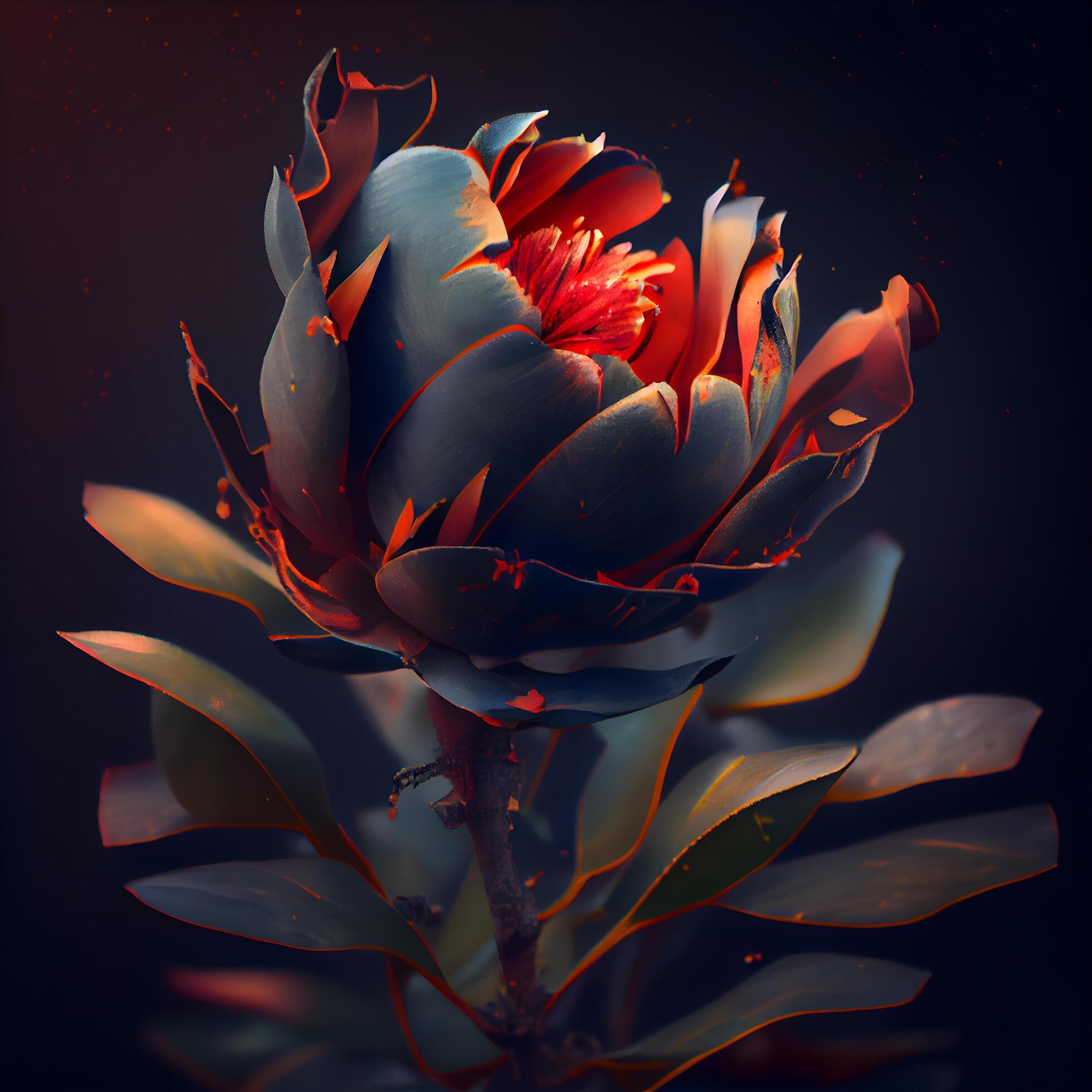 Beautiful peony flower on a dark background. 3d rendering, Image Stock Free